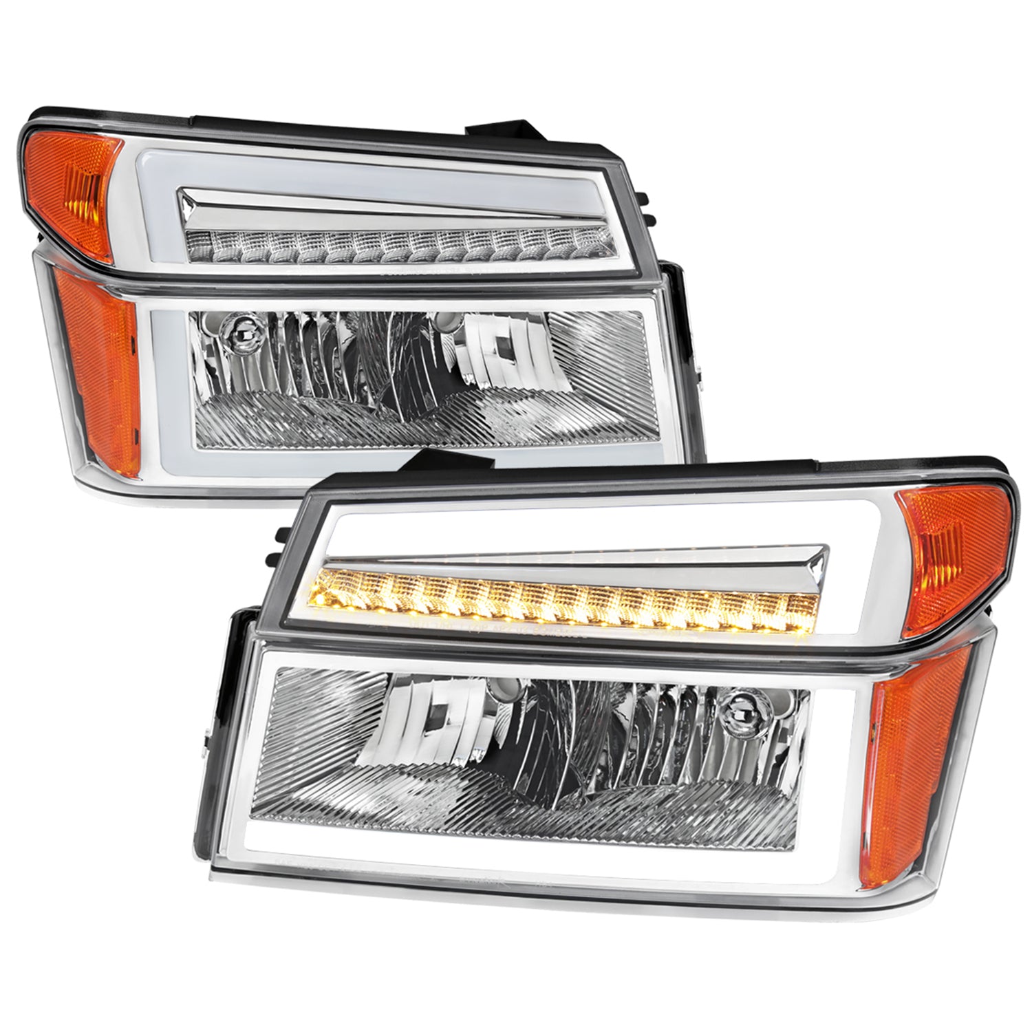 2004-2012 Chevy Colorado/ Canyon/ISUZU I-Series Headlights LED Bar Chrome
