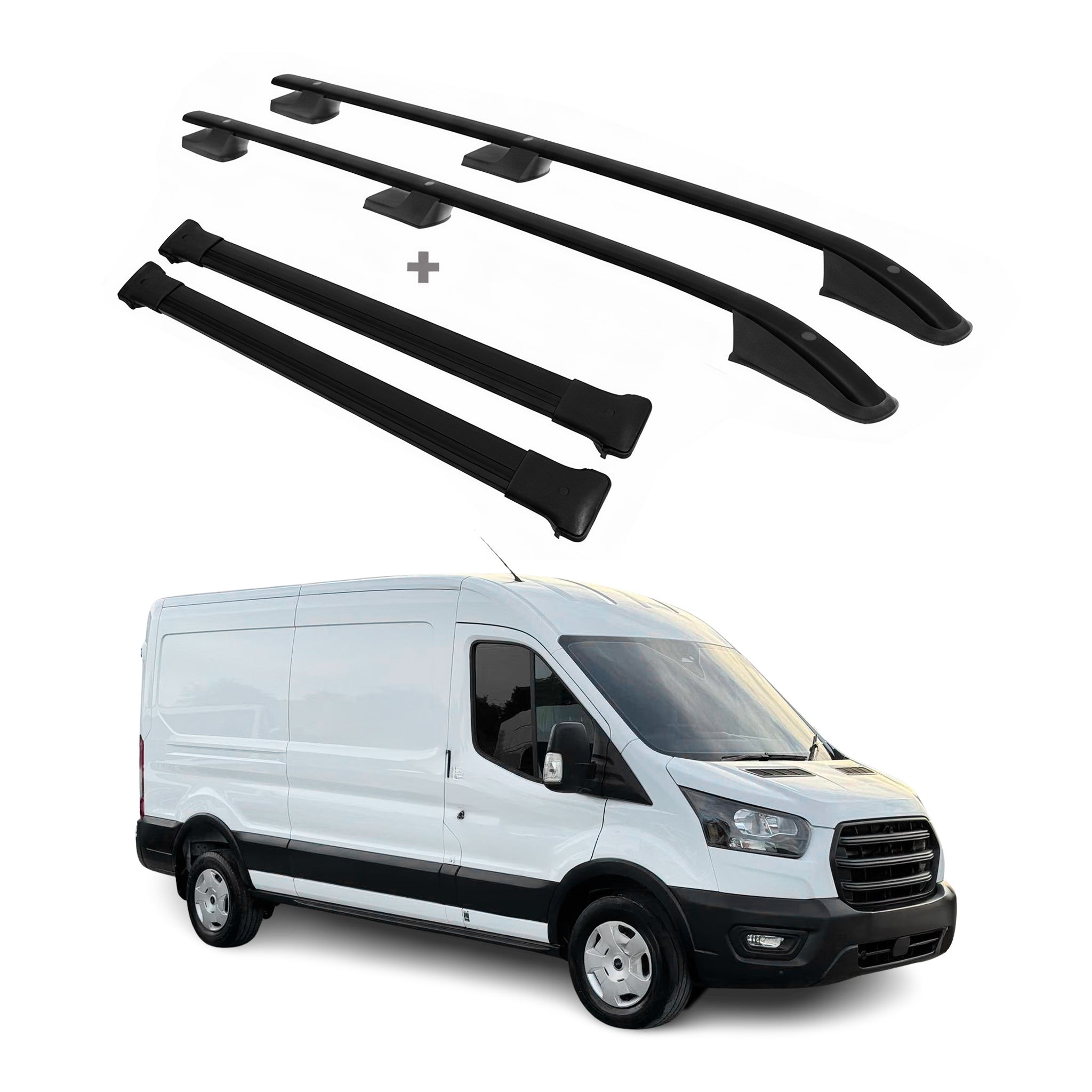 2015-2025 Ford Transit L3 Extended Roof Racks & Roof Rack Rails Black