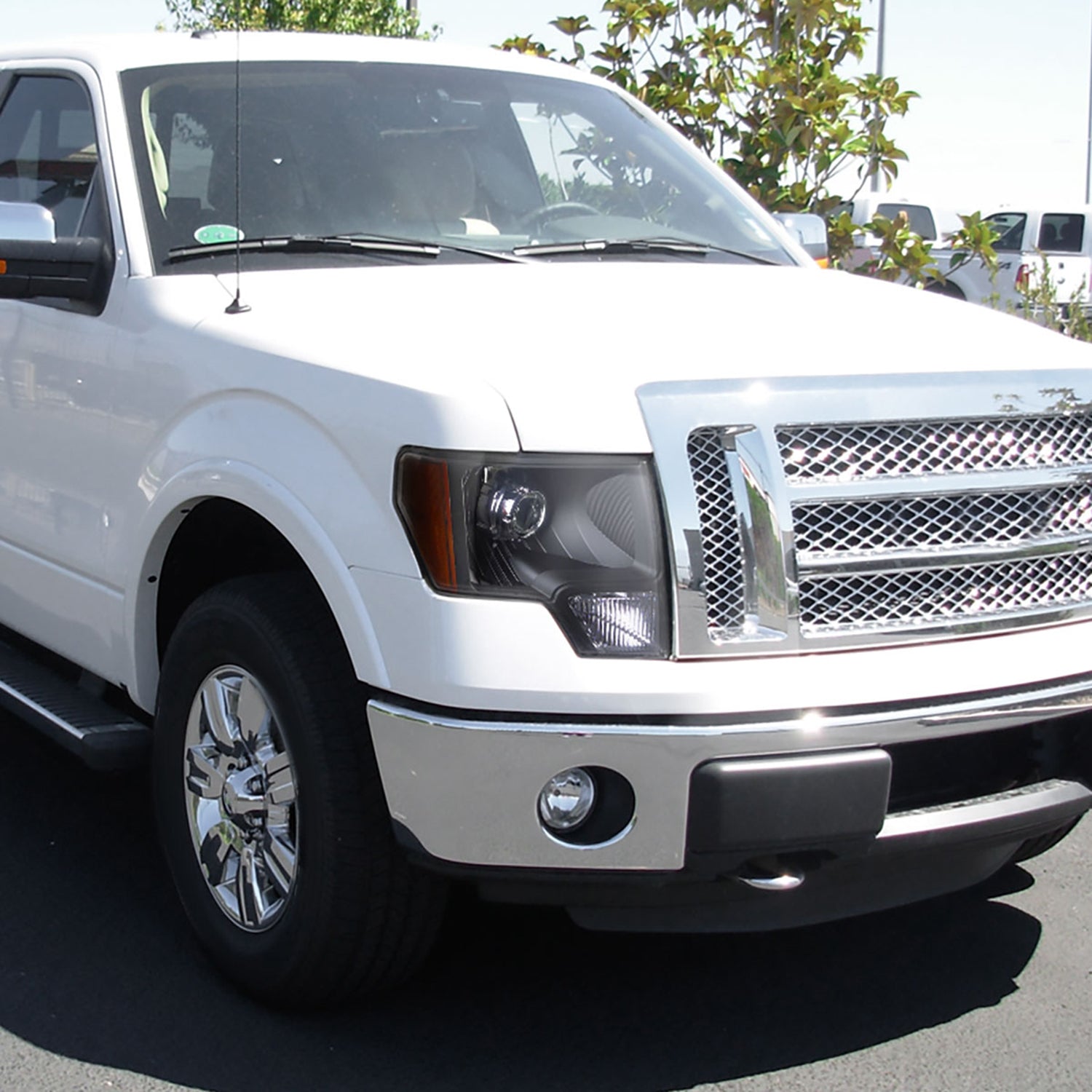 2009-2014 Ford F-150 Projector Headlights w/ Amber Reflectors Matt Black/Clear