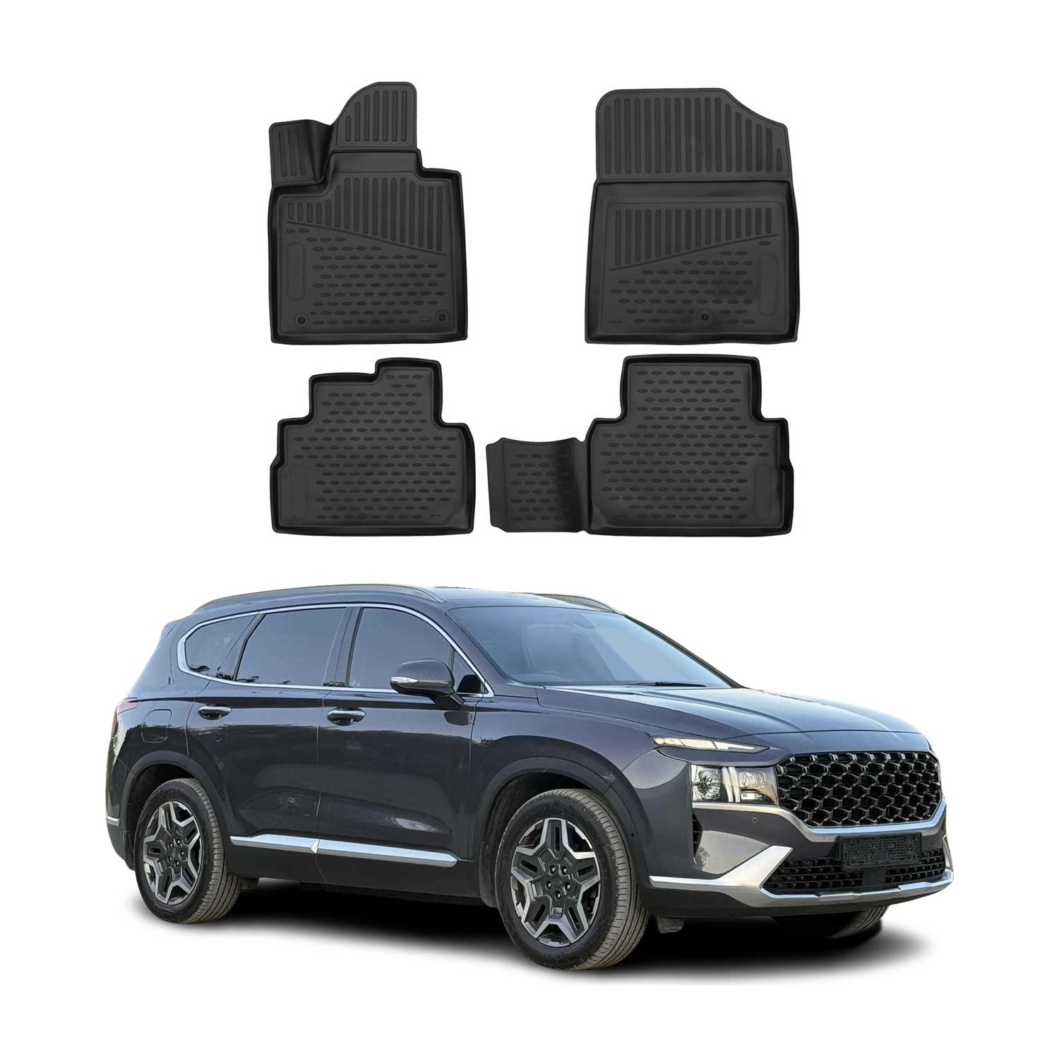 2021-2023 Hyundai Santa Fe Floor Mats Liners Full Set All Weather Black