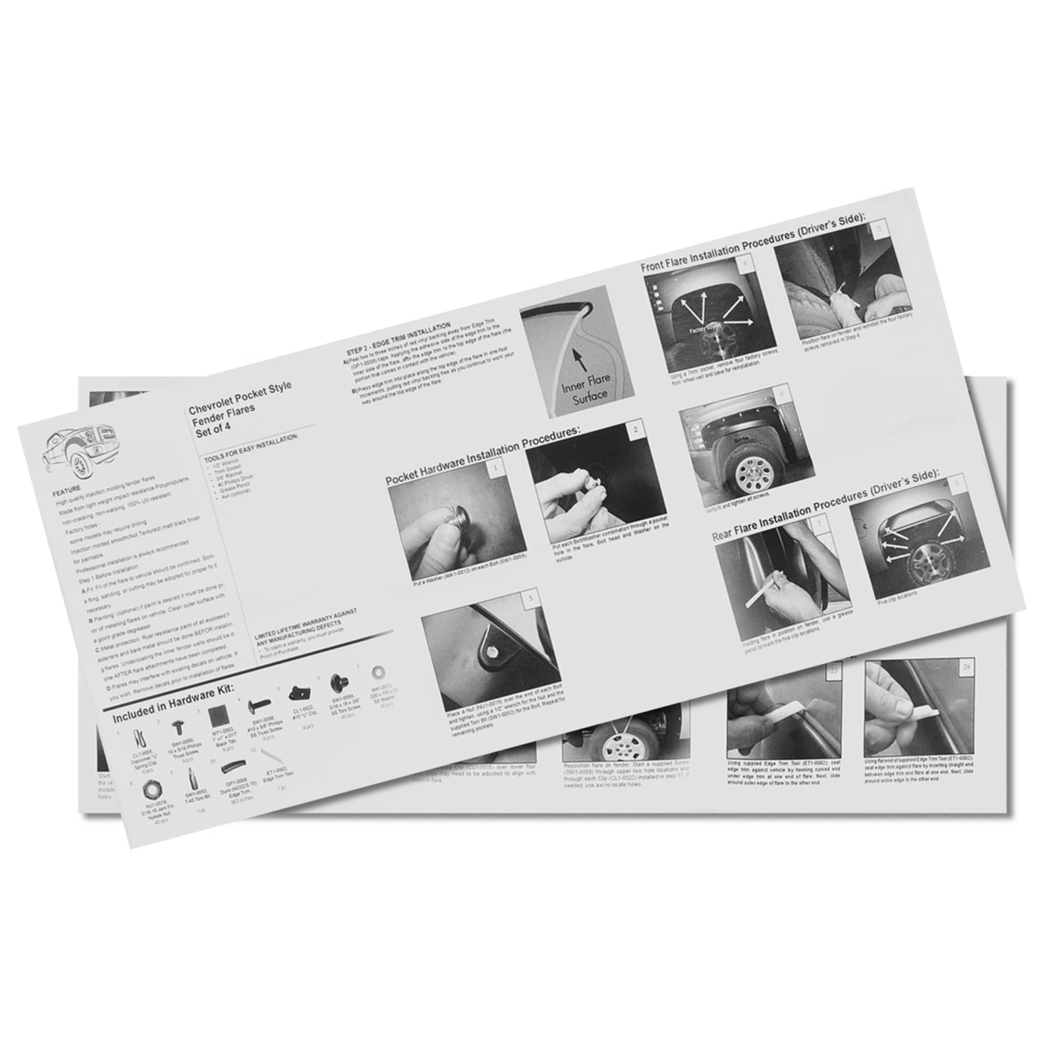 2007-2013 Chevy Silverado 1500 69.3" Bed Fleetside Smooth Fender Flares