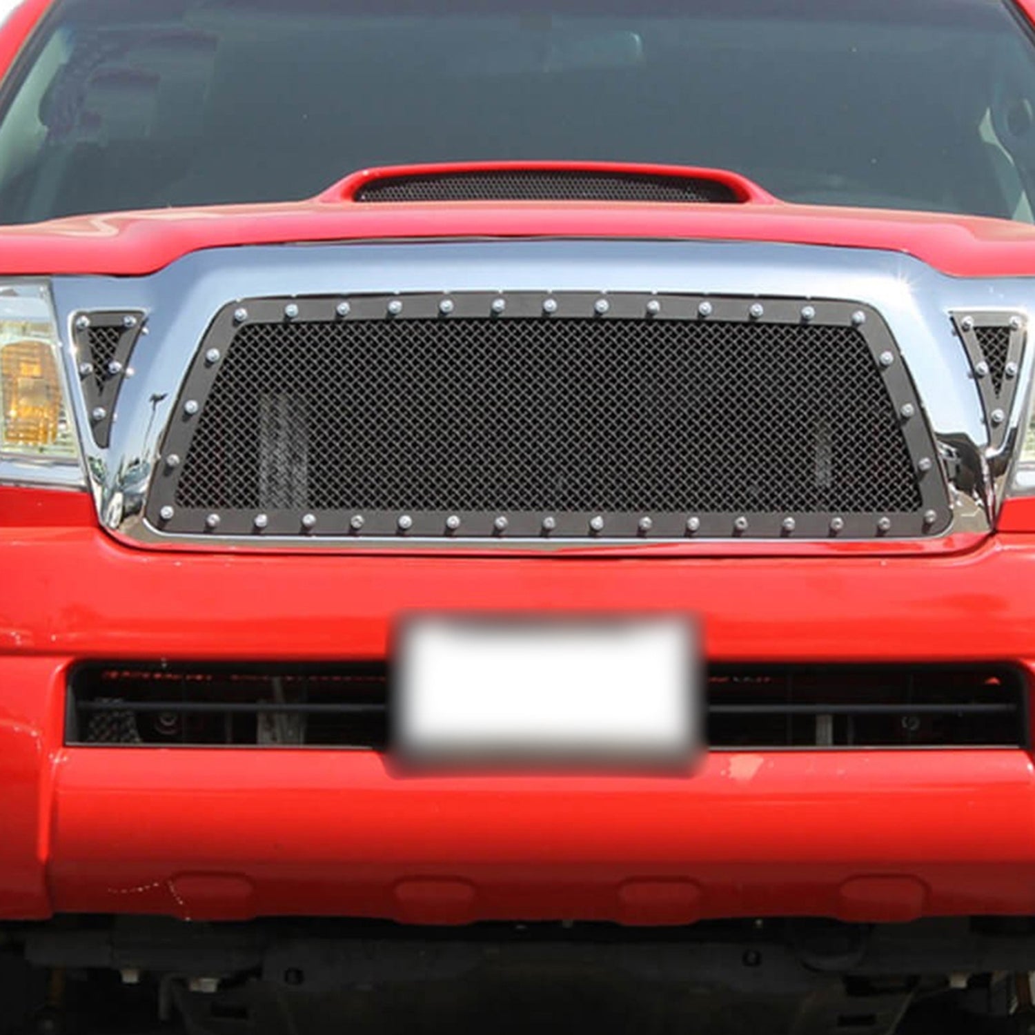 2005-2011 Toyota Tacoma Rivet Style S.Steel 3PC Mesh Grille insert Black