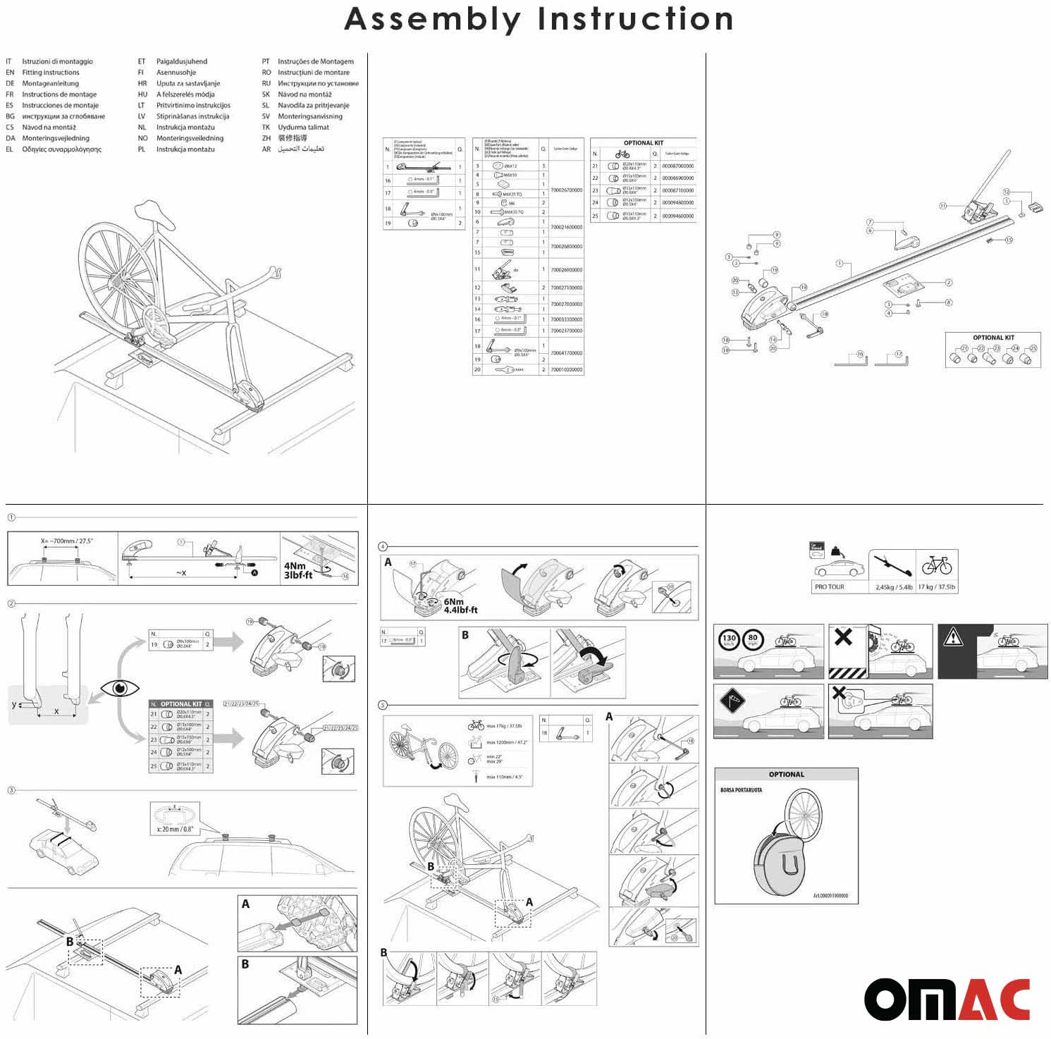 Roof Bicycle Rack Bike Carrier Alu Upright with Optional 0,6x4 Inch Fork Kit