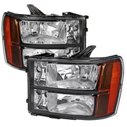 2007-2014 GMC Sierra Factory Style Headlights Matte Black Housing/Clear Lens
