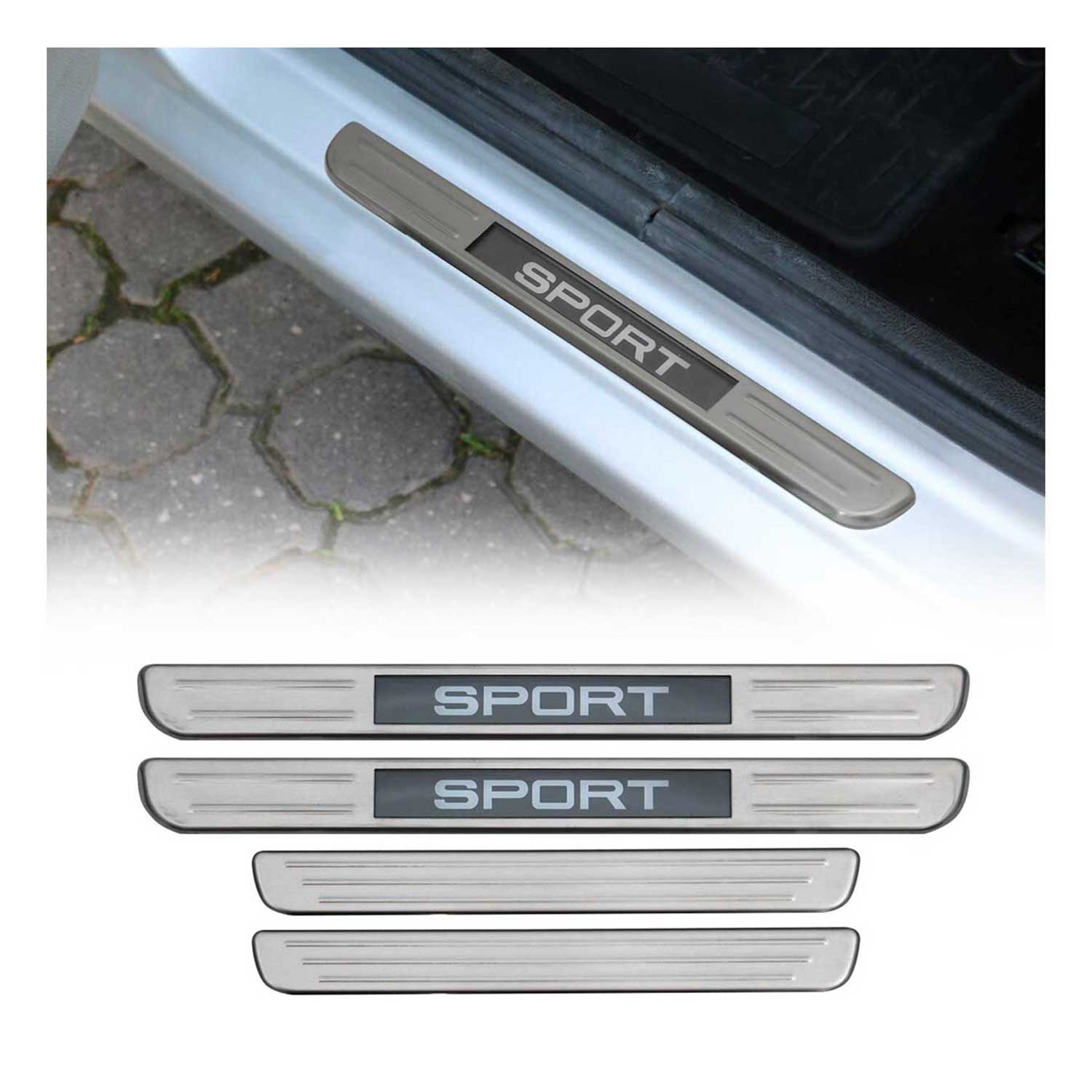 Honda Door Sill Scuff Plate Illuminated Brushed Stainless Steel Silver 4 Pcs