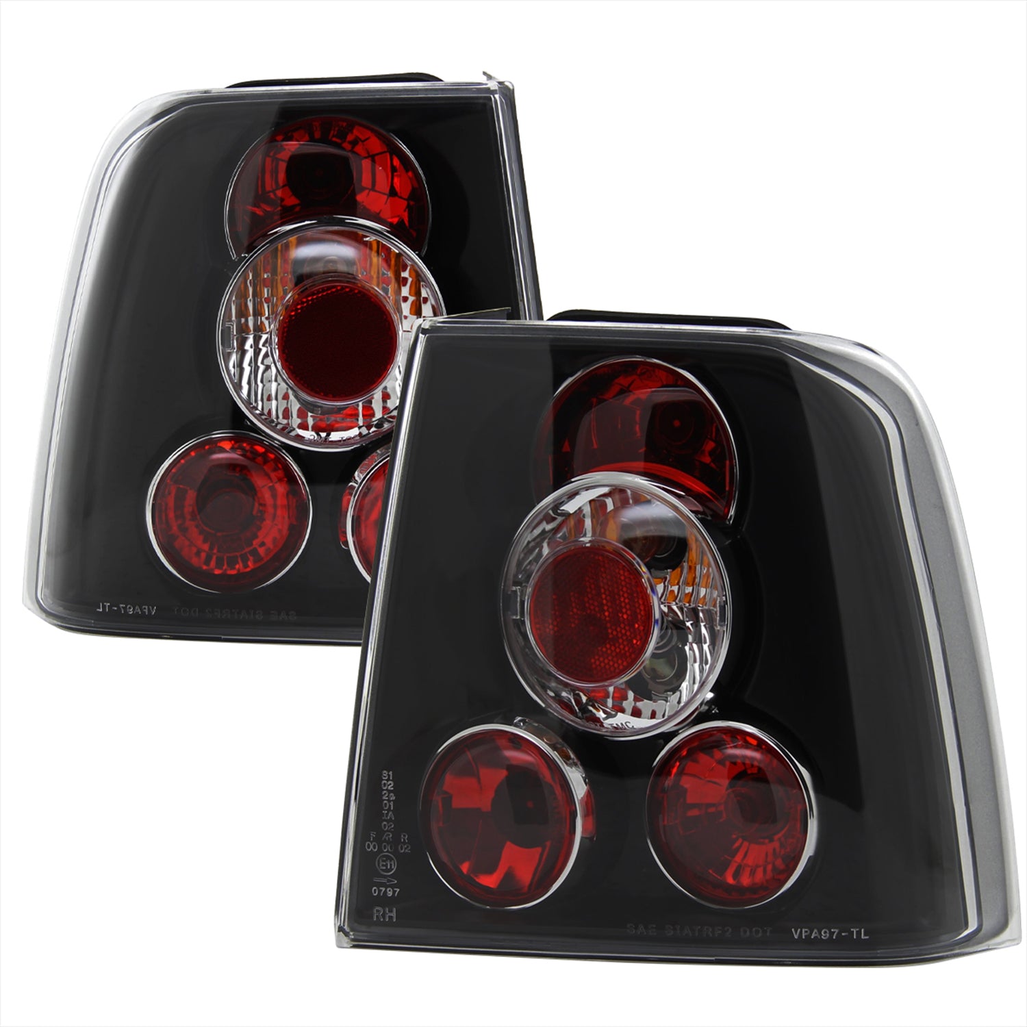 1998-2001 VW Passat Sedan Tail Lights Matte Black Housing/Clear Lens
