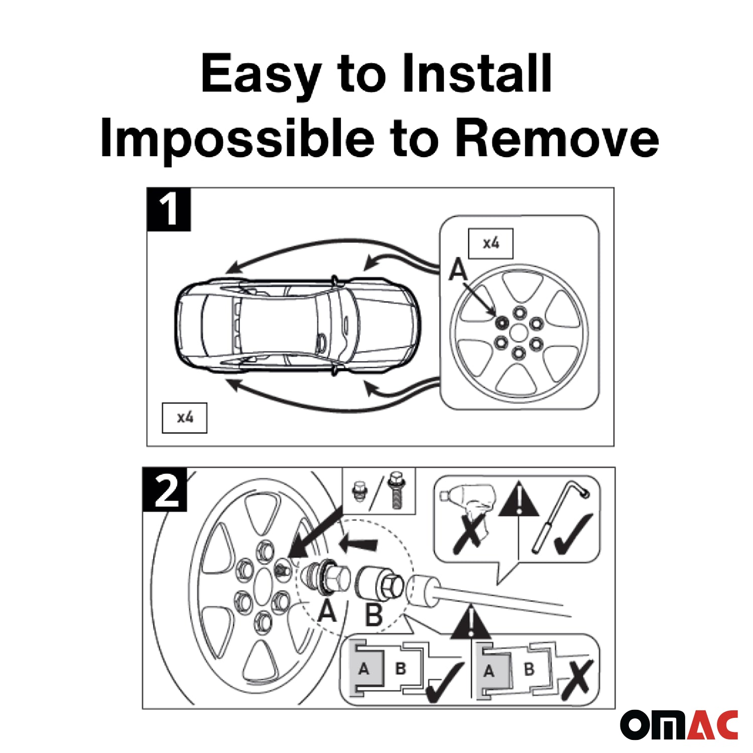 Wheel Lock Kit for Mercedes CLS Class 2004-2010 M14X1.5 Chromed 4Locks & 1Key