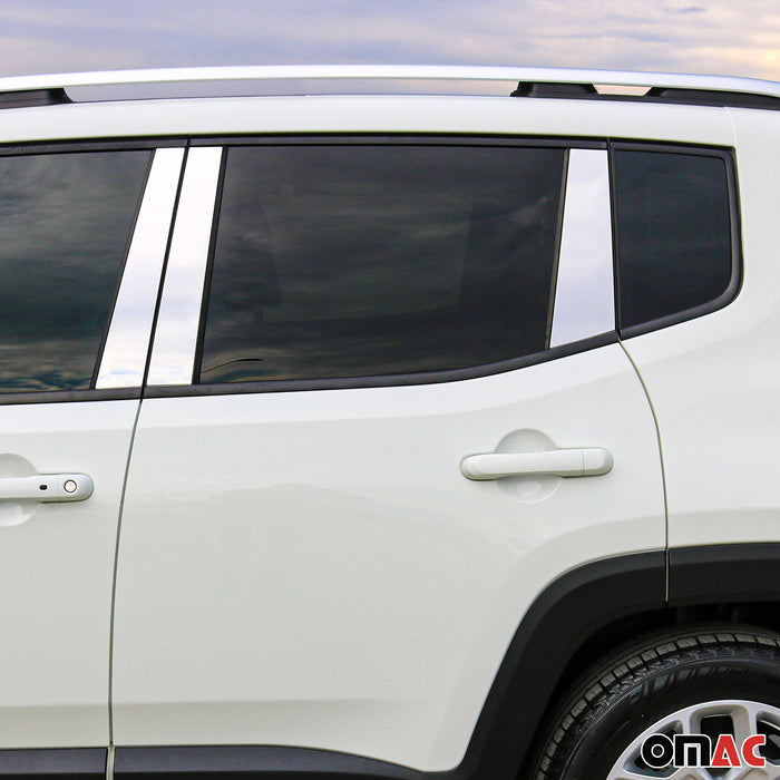 Window Pillar Posts Door Trim Cover for Jeep Renegade 2015-2023 Steel Silver 6x