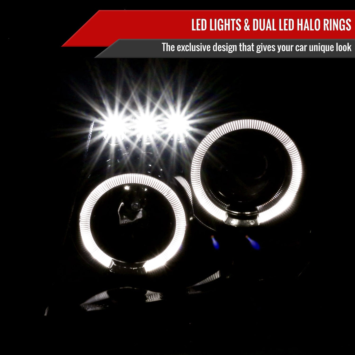 2005-2007 Nissan Pathfinder/ 05-2008 Frontier Dual Halo Headlights Jet Black