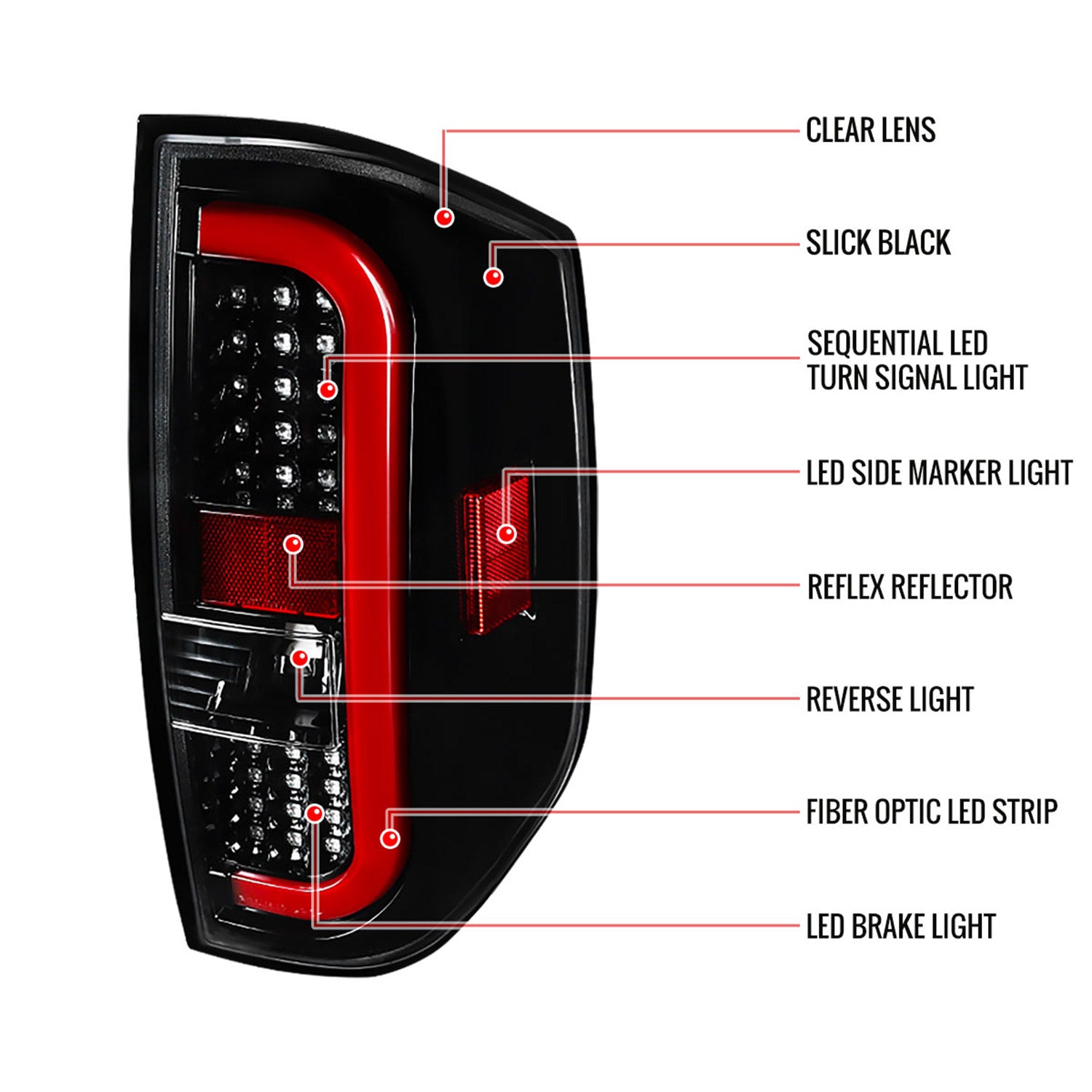 2014-2021 Toyota Tundra Sequential LED Tail Lights Jet Black/Clear Lens