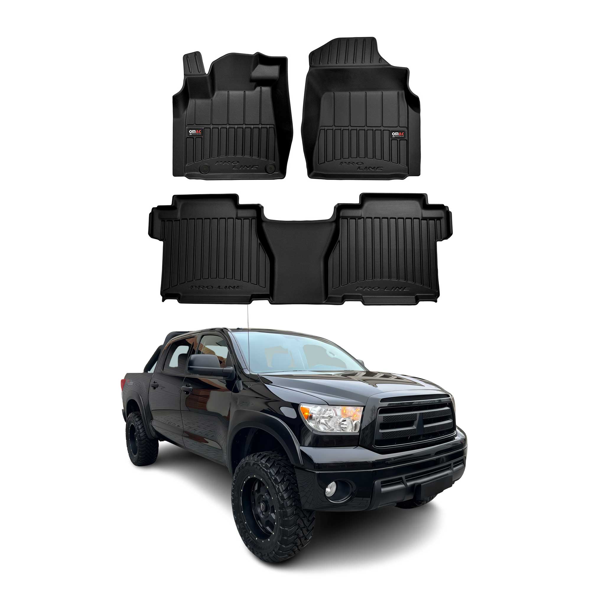 2007-2013 Toyota Tundra CrewMax Premium Floor Mats Liners Full Set All Weather Heavy Duty