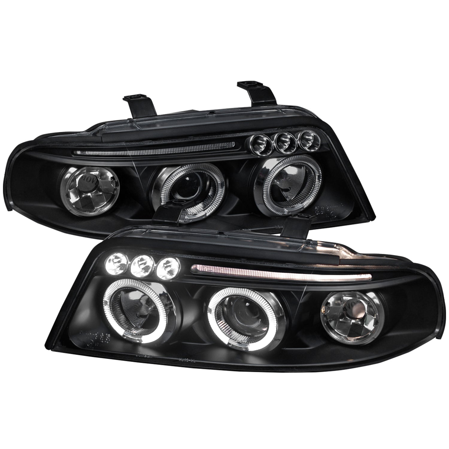 1999-2001 Audi A4/S4 Dual Halo Projector Headlights Matte Black/Clear Lens