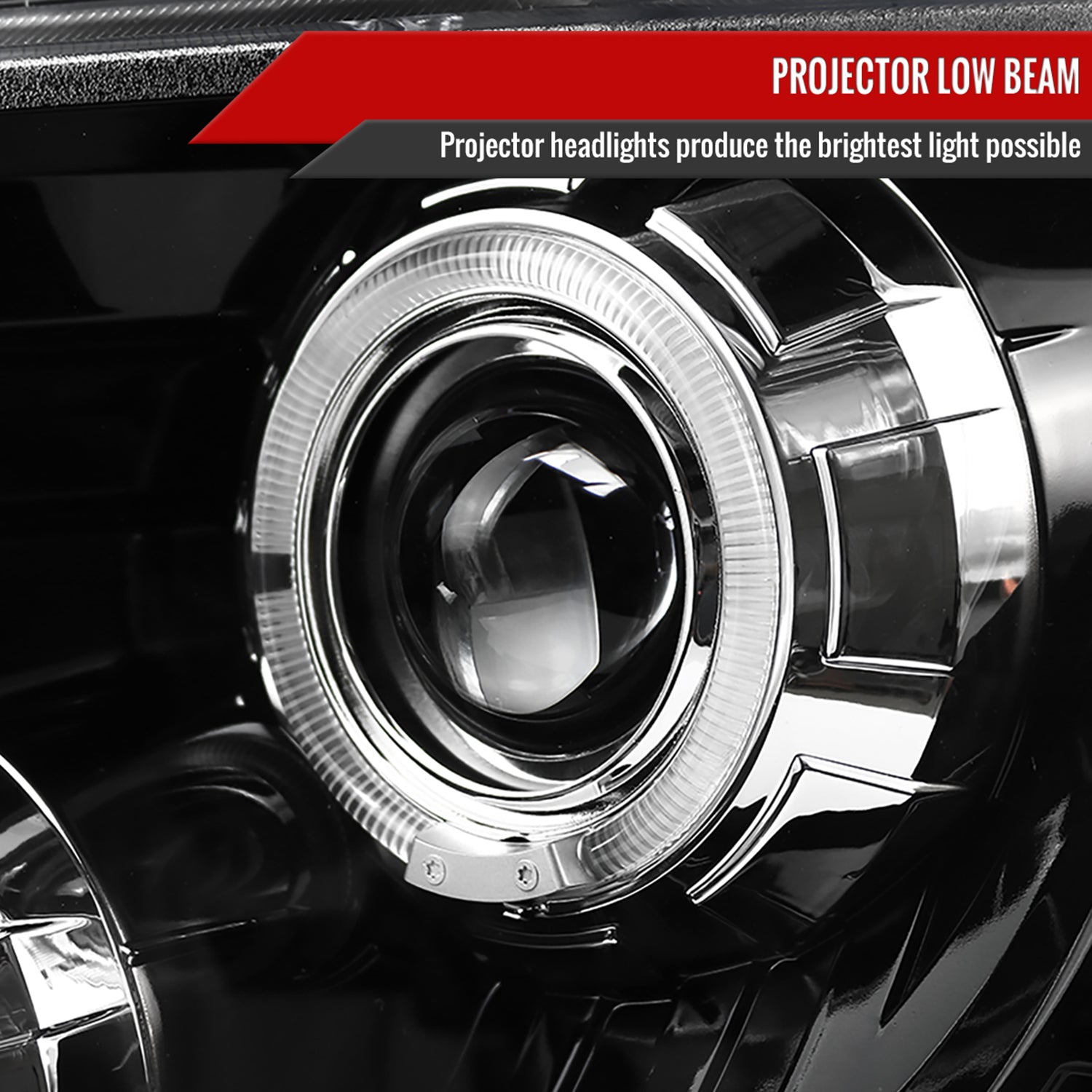 2009-2014 Ford F-150 Dual Halo Projector Headlights Jet Black/Clear Lens