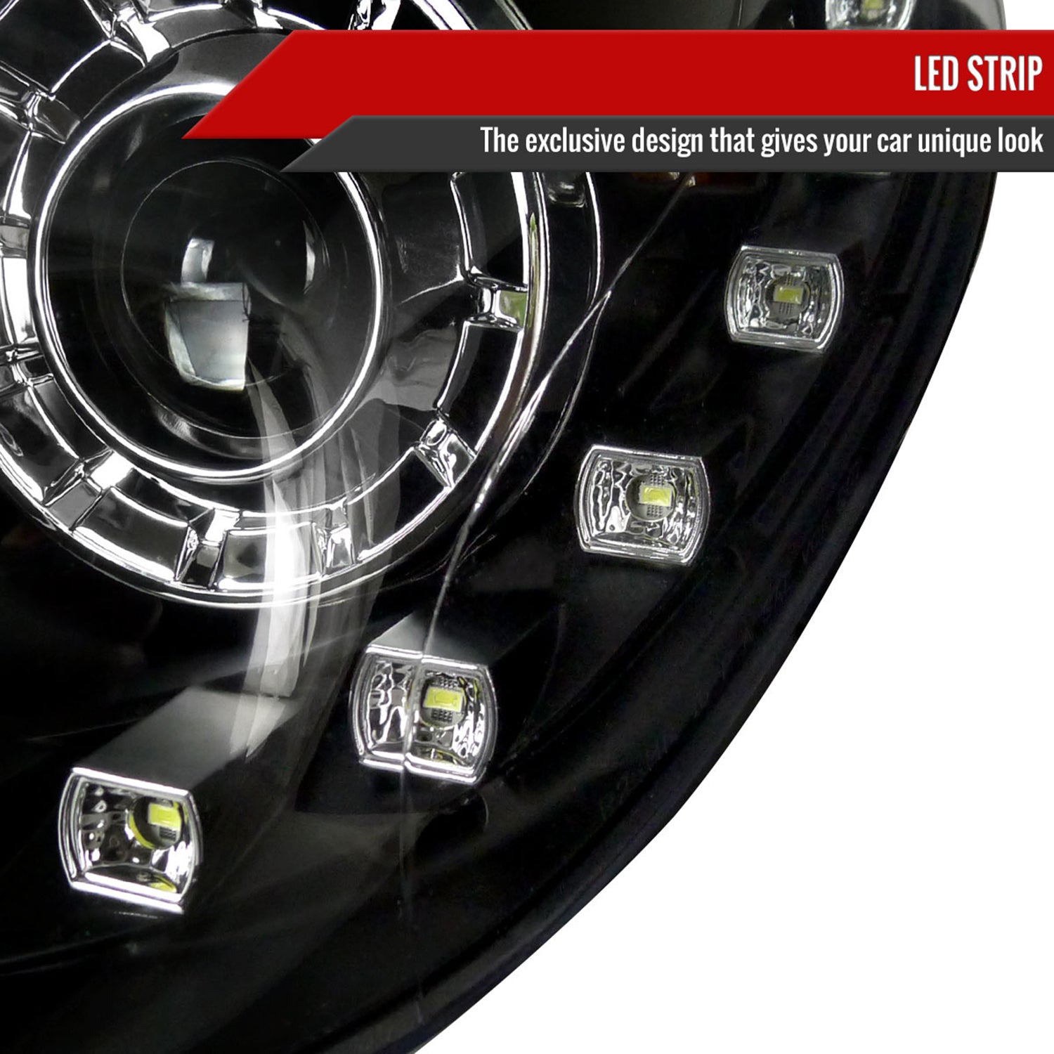 2011-2014 Hyundai Sonata Projector Headlights SMD LED Light Strip Matt Black