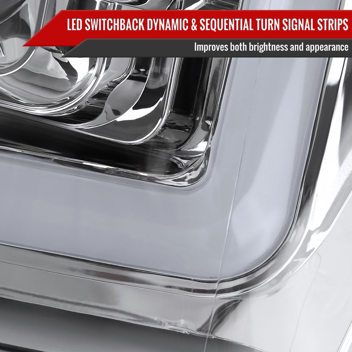 2011-2016 Ford F-250 F-350 F-450 F-550 LED CBar Projector Headlights Chrome