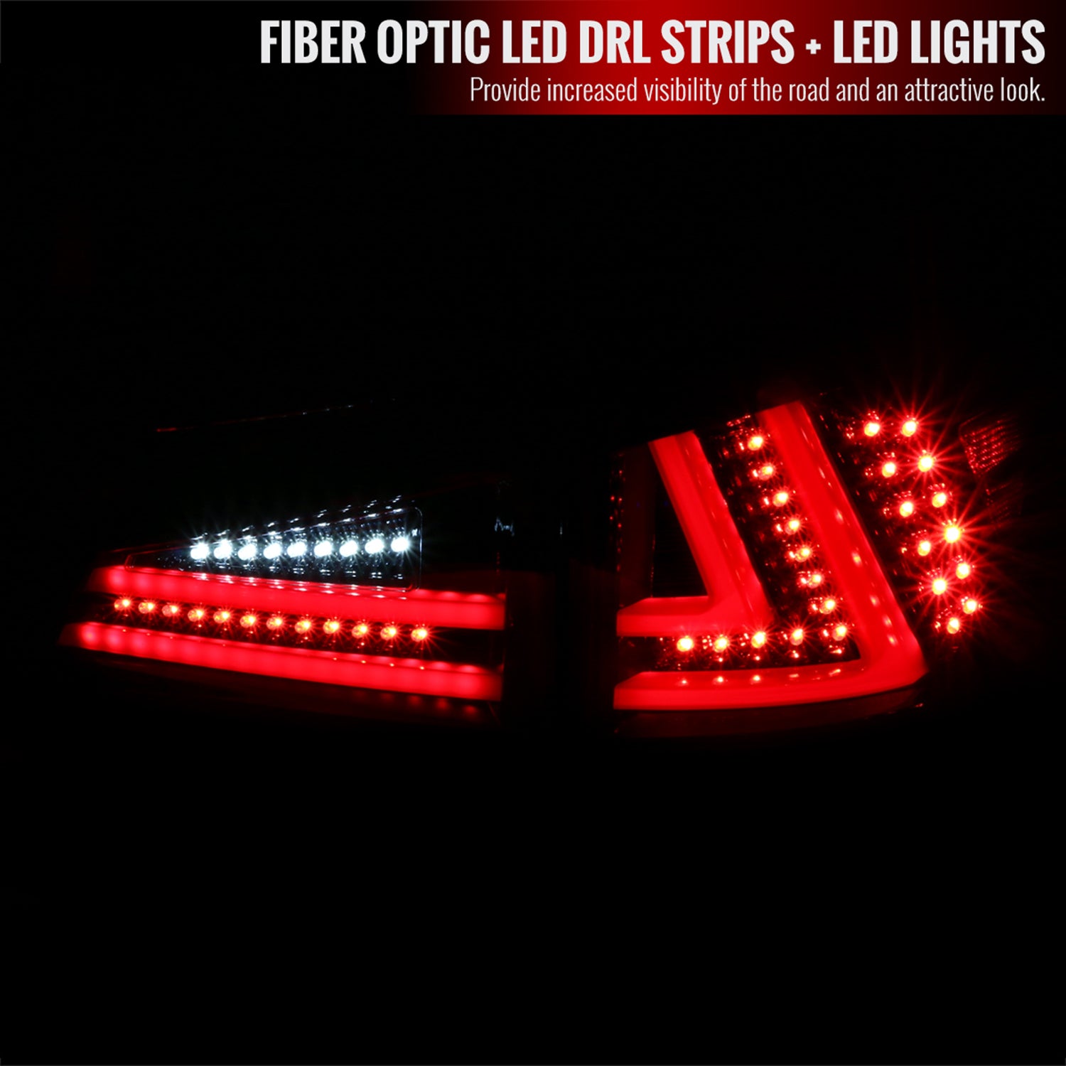 2006-2008 Lexus IS250/IS350 LED Tail Lights & Trunk Lights Jet Black/Clear