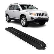 2011-2016 Jeep Compass Running Boards Side Steps Silver & Black