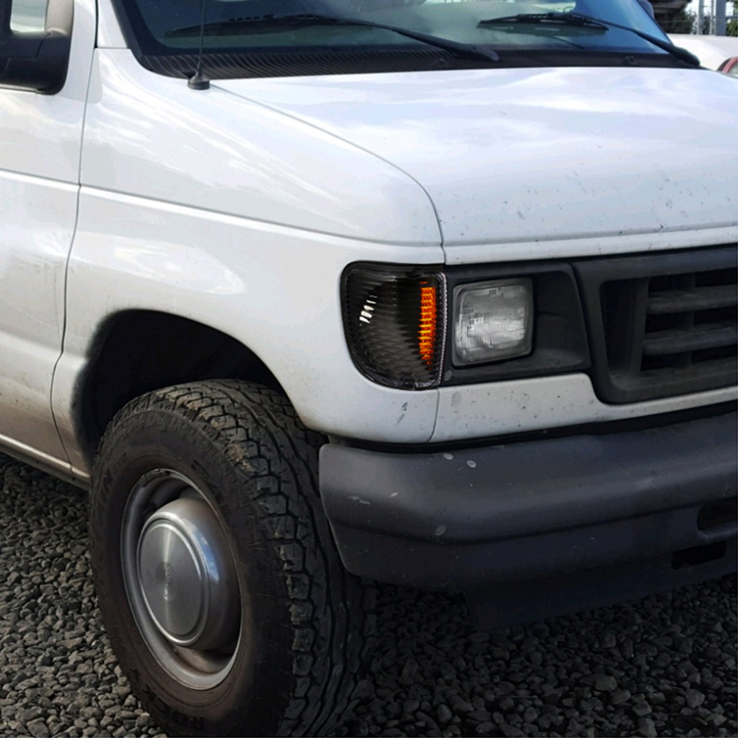 1992-2007 Ford E-Series Econoline Corner Lights Amber Reflectors Matt Black