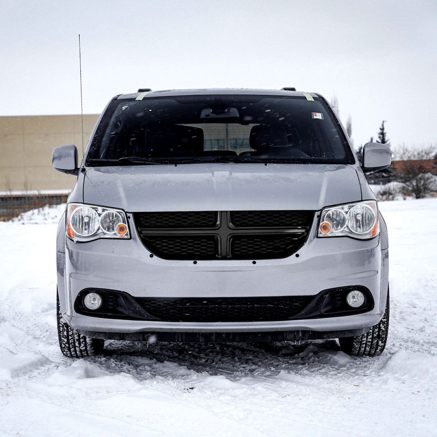 2011-2020 Dodge Grand Caravan Grille Overlay Gloss Black 1Pcs ABS Plastic