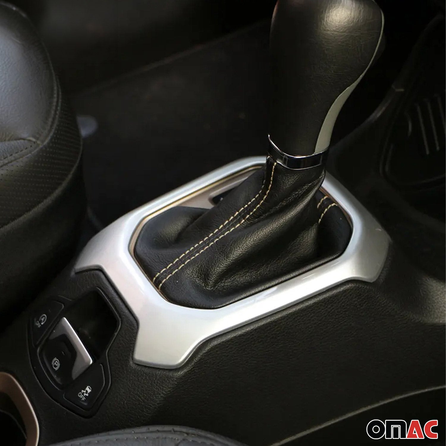 2015-2024 Jeep Renegade Gear Shift Knob Frame Silver Chrome 1Pc