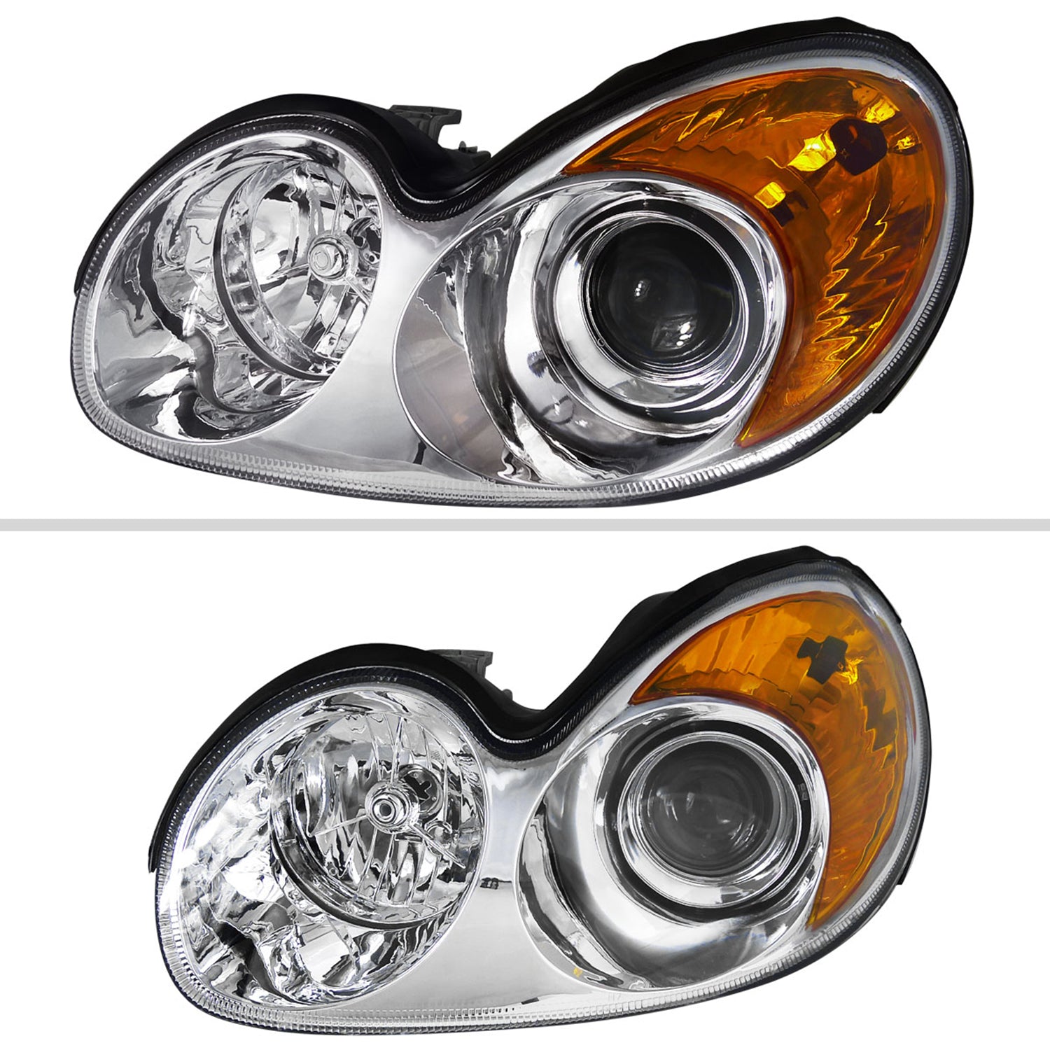 2002-2005 Hyundai Sonata Projector Headlights Chrome Housing/Clear Lens