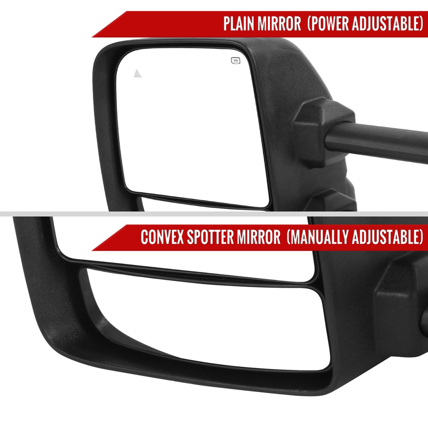 2016-2022 Nissan Titan BSM & Manually Extendable Towing Mirrors Clear Lens