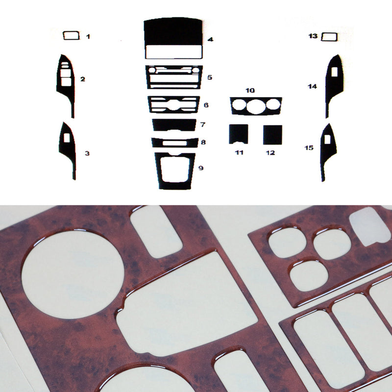 2009-2013 Toyota Corolla Wooden Look Dashboard Console Trim Kit 15 Pcs