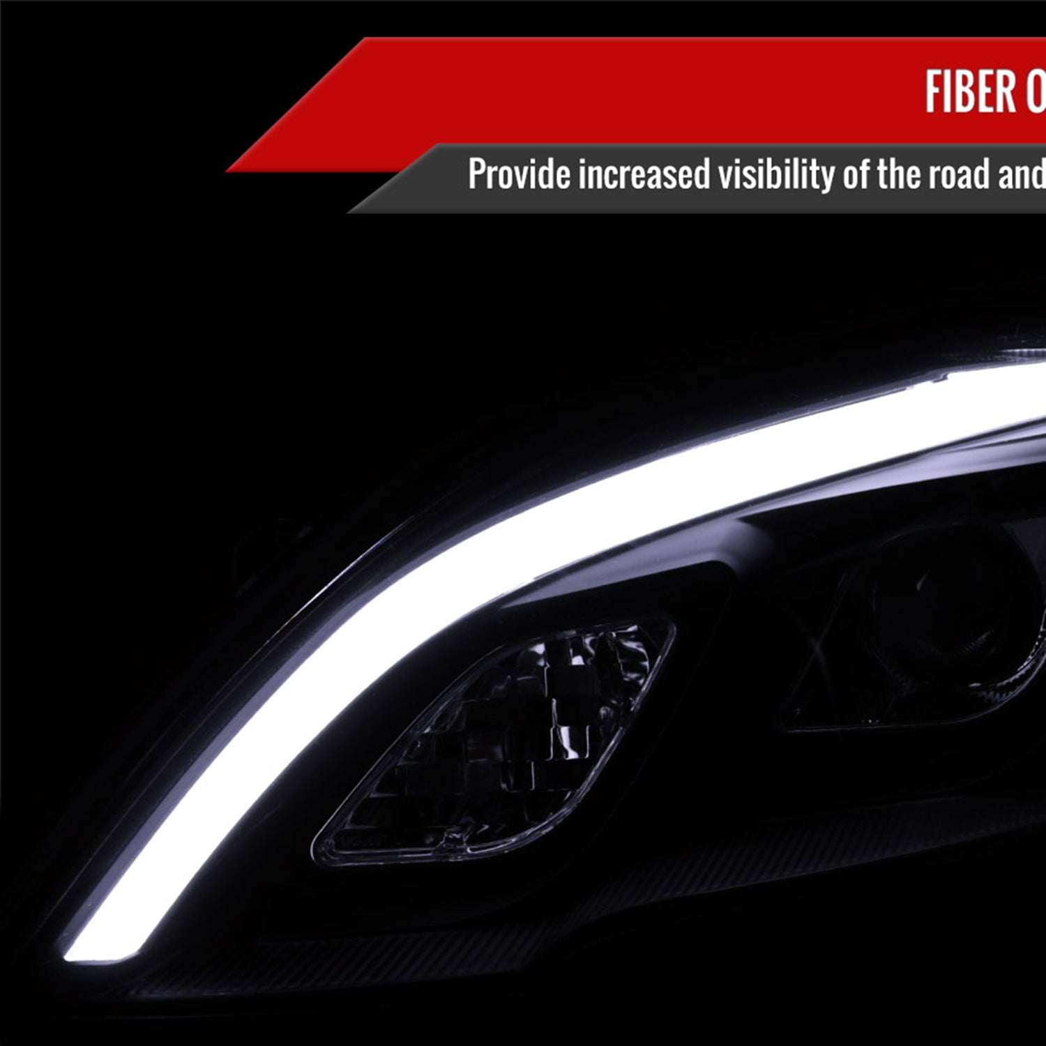 2007-2011 Honda CRV LED Bar Projector Headlights Matte Black/Clear Lens