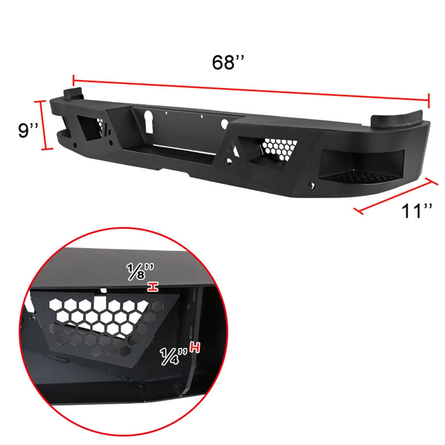 2015-2021 Chevy Colorado/ GMC Canyon Black Heavy Duty Steel Rear Step Bumper