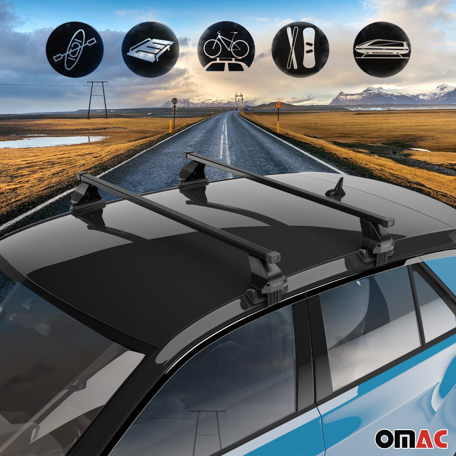 Smooth Roof Racks Cross Bars Carrier for Chevrolet Spark 2016-2022 Black 2Pcs