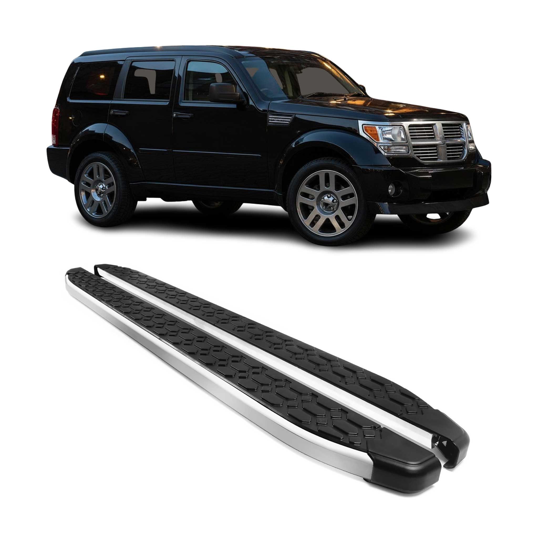 2007-2012 Dodge Nitro Running Boards Side Steps Silver & Black