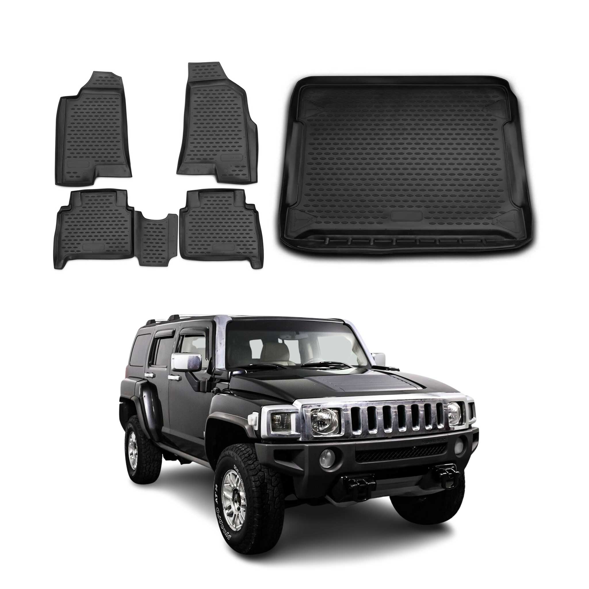2006-2010 Hummer H3/H3T Floor Mats & Cargo Liner Full Set All Weather Black