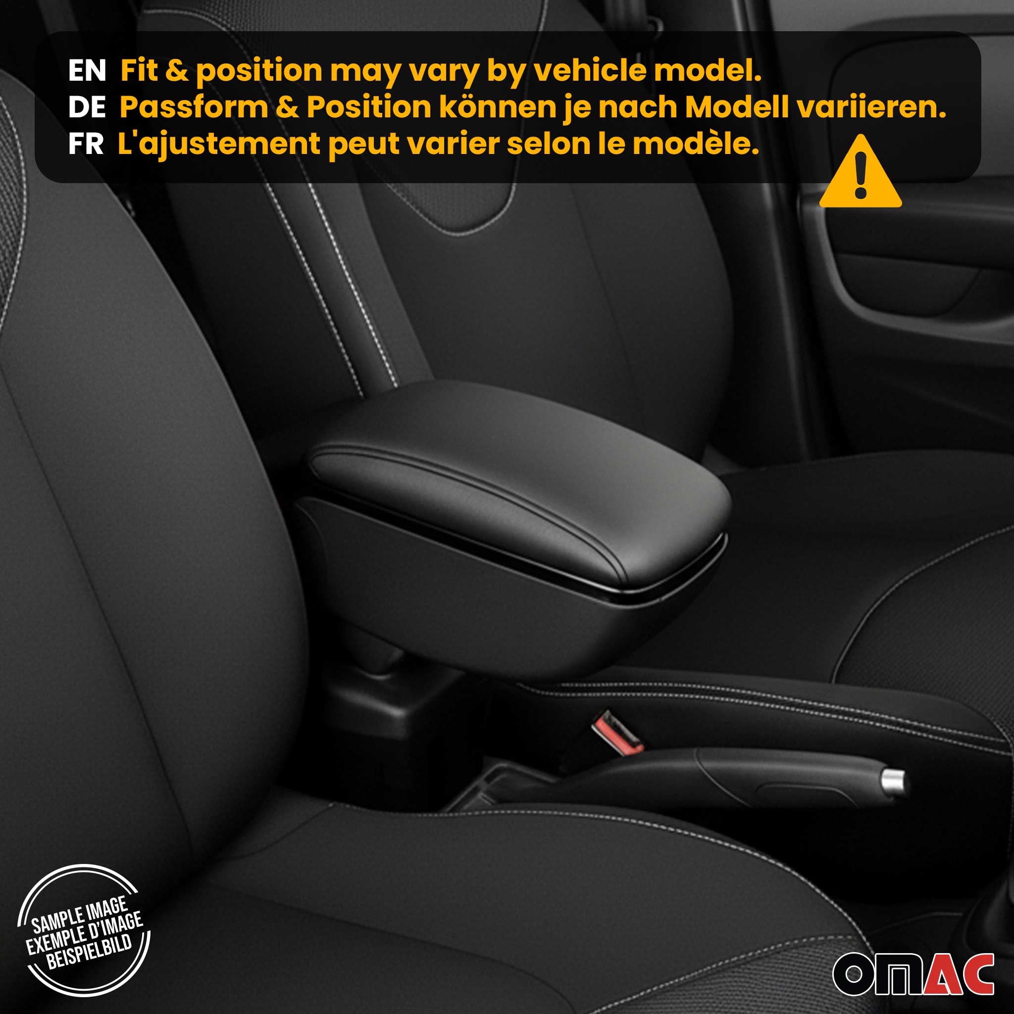 2014-2020 Fiat 500L Black Center Console Armrest Black Sliding 1Pc