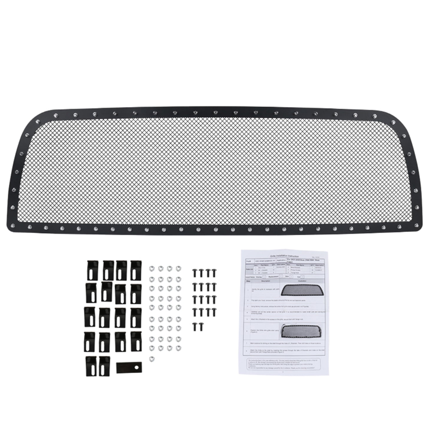 2013-2018 Dodge RAM 2500/3500 Rivet Style Black S.Steel Mesh Grille Insert