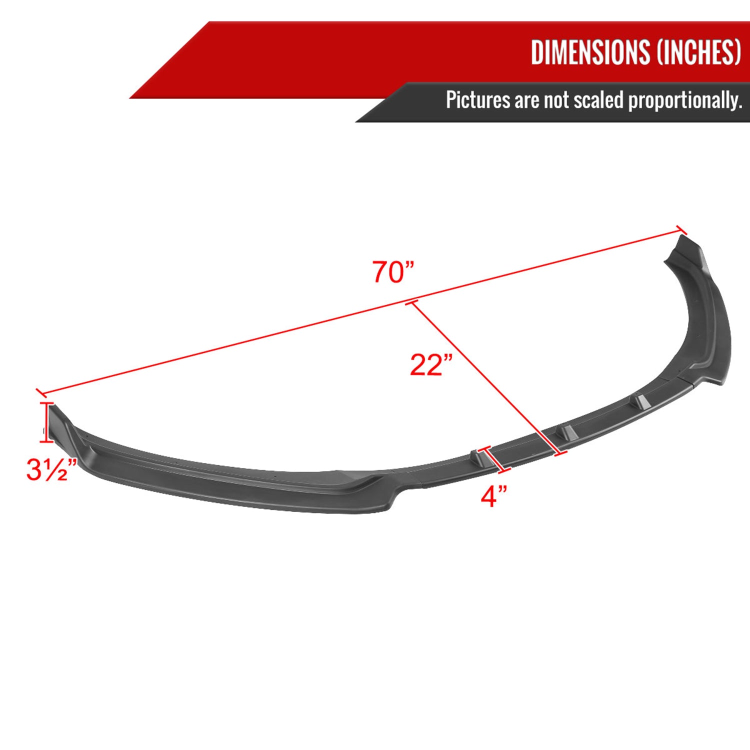 2017-2018 Hyundai Elantra Matte Black Polypropylene 3Pcs Bumper Lip