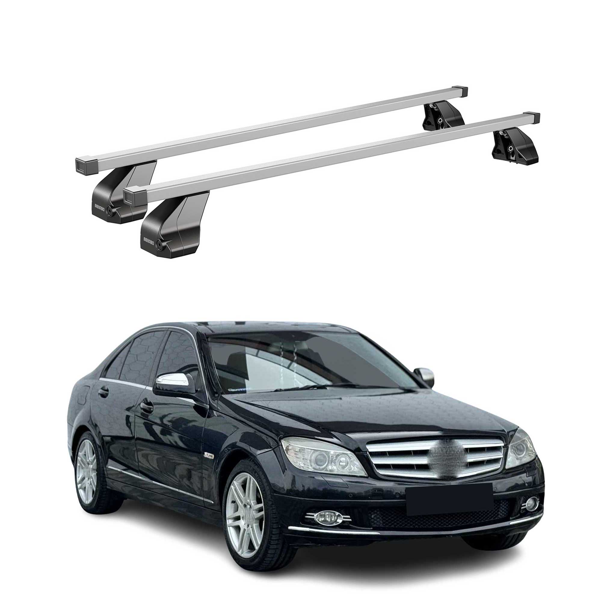 2010-2014 Mercedes C Class W204 Sedan Roof Rack Cross Bars Silver