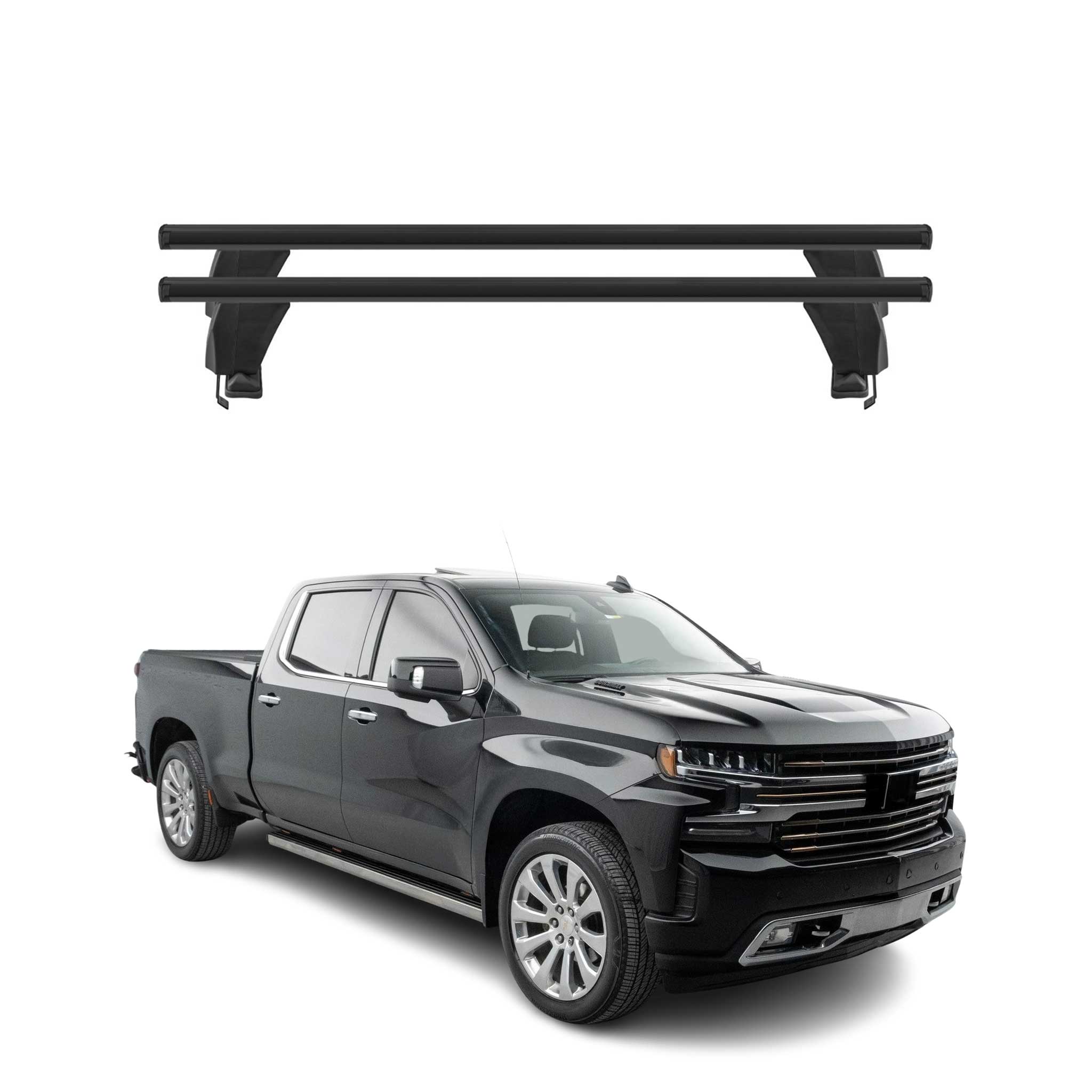 Top Roof Racks Cross Bars for Chevrolet Silverado 1500 2500 2019-2026 2Pcs Black
