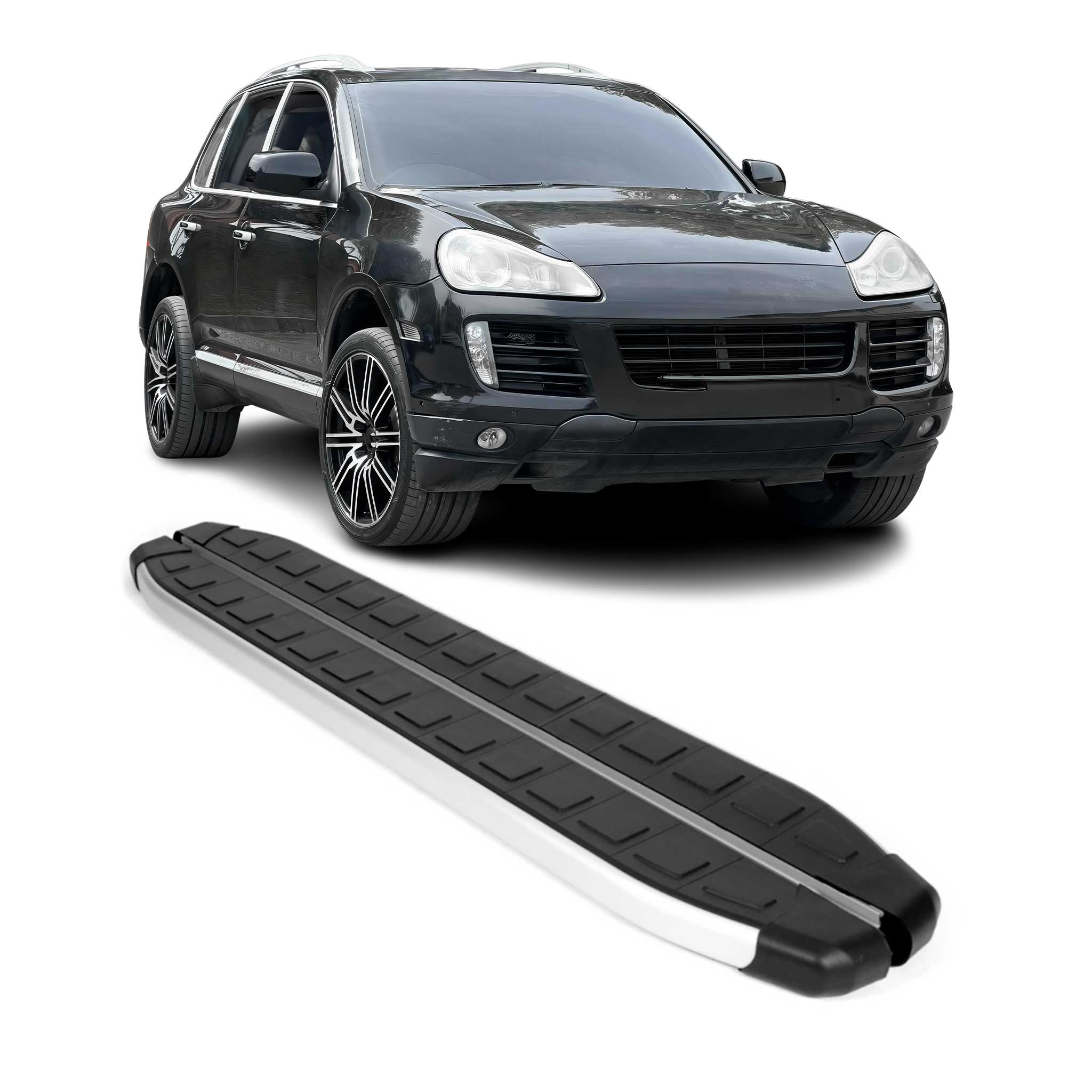 2003-2010 Porsche Cayenne Running Boards Side Steps Silver & Black
