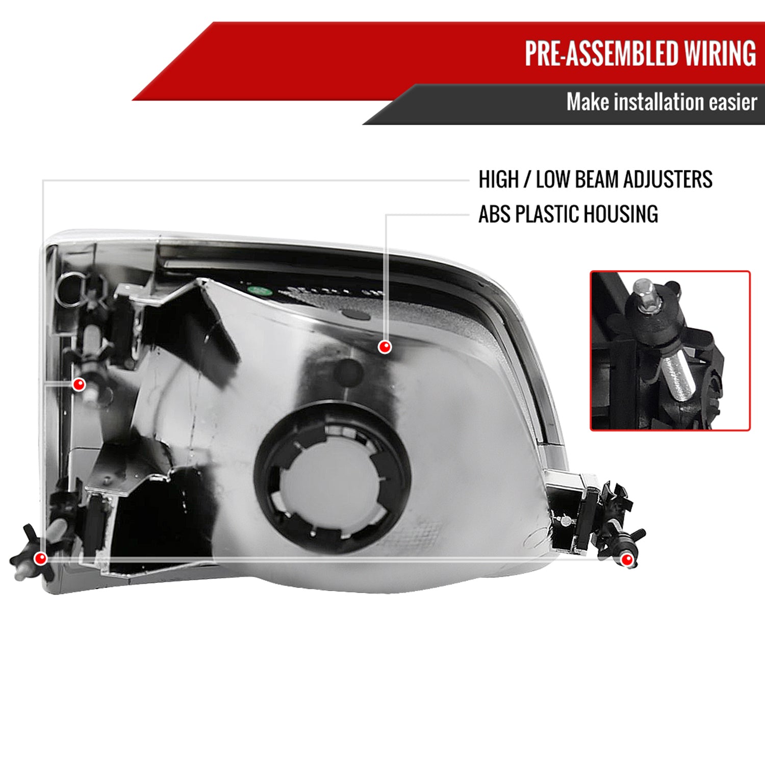 1997-2004 Ford F-150/Expedition Factory Style Crystal Headlights Chrome/Clear