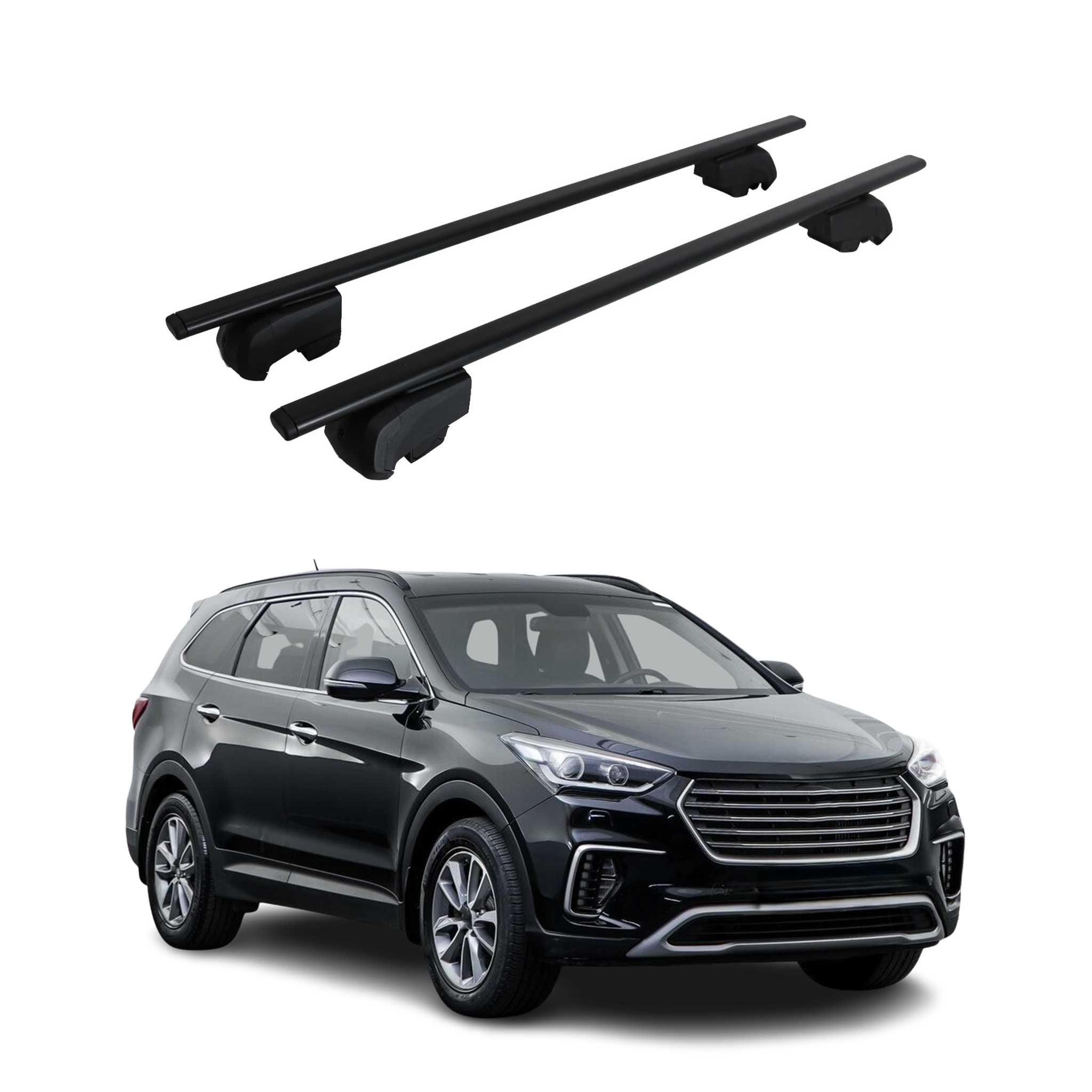 Roof Racks Cross Bars for Hyundai Santa Fe Sport / Santa Fe LWB 2013-18 Black 2x