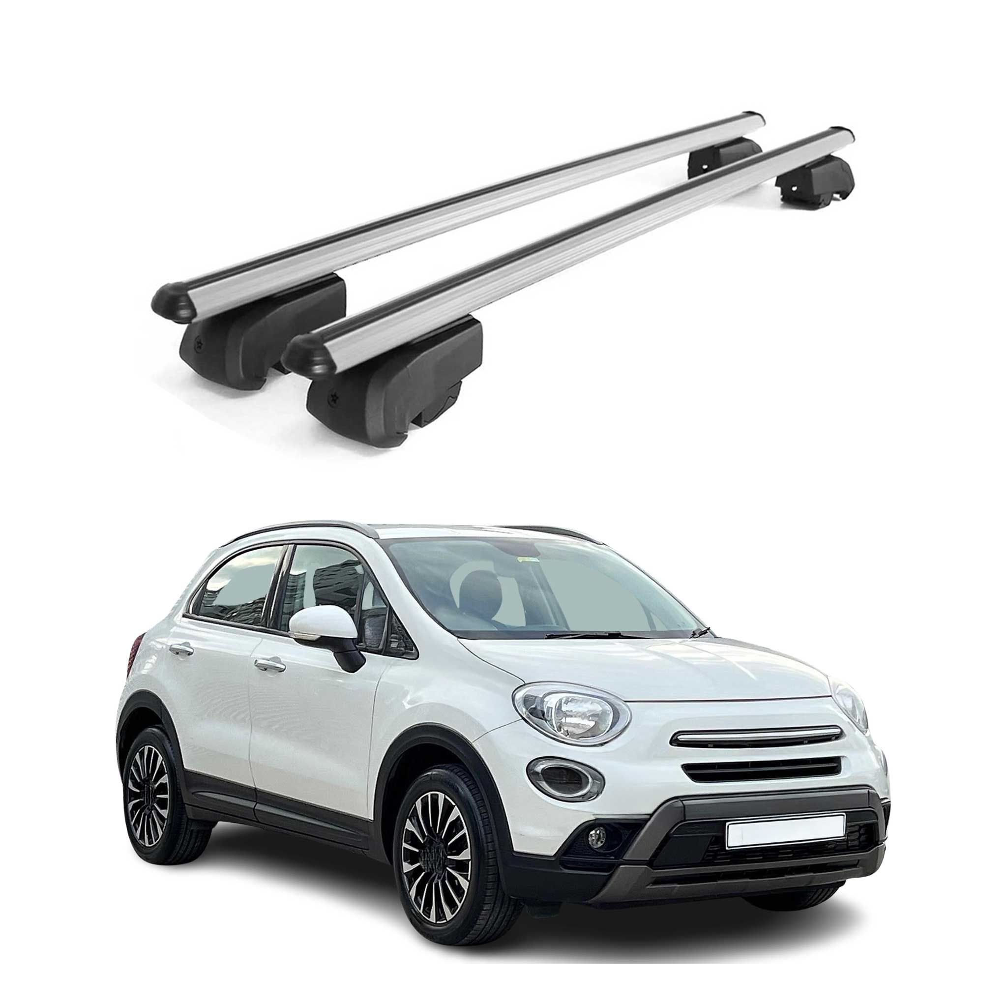 2016-2023 Fiat 500X Trekking Roof Rack Cross Bars Silver