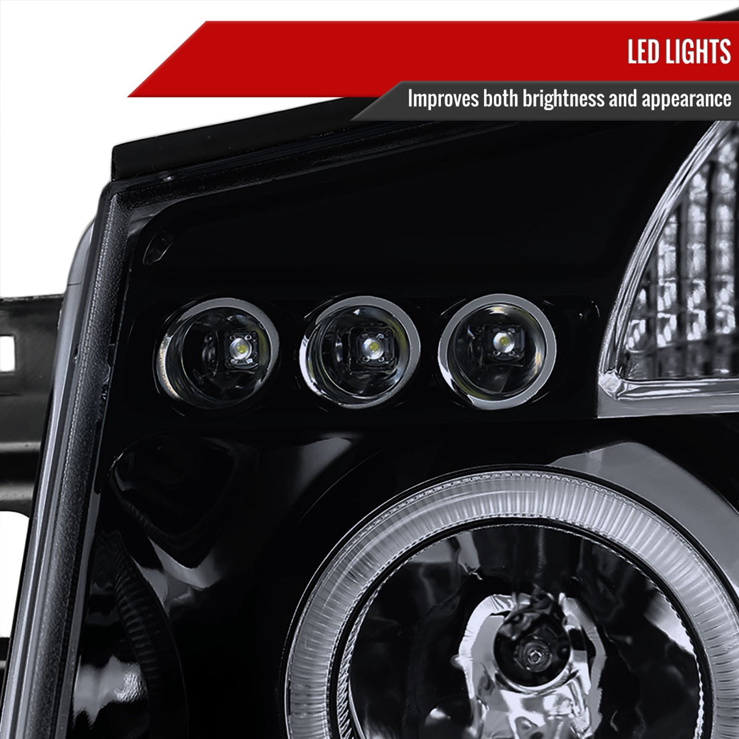 2004-2015 Nissan Titan/ 2004-2007 Armada Dual Halo Projector Headlights Black