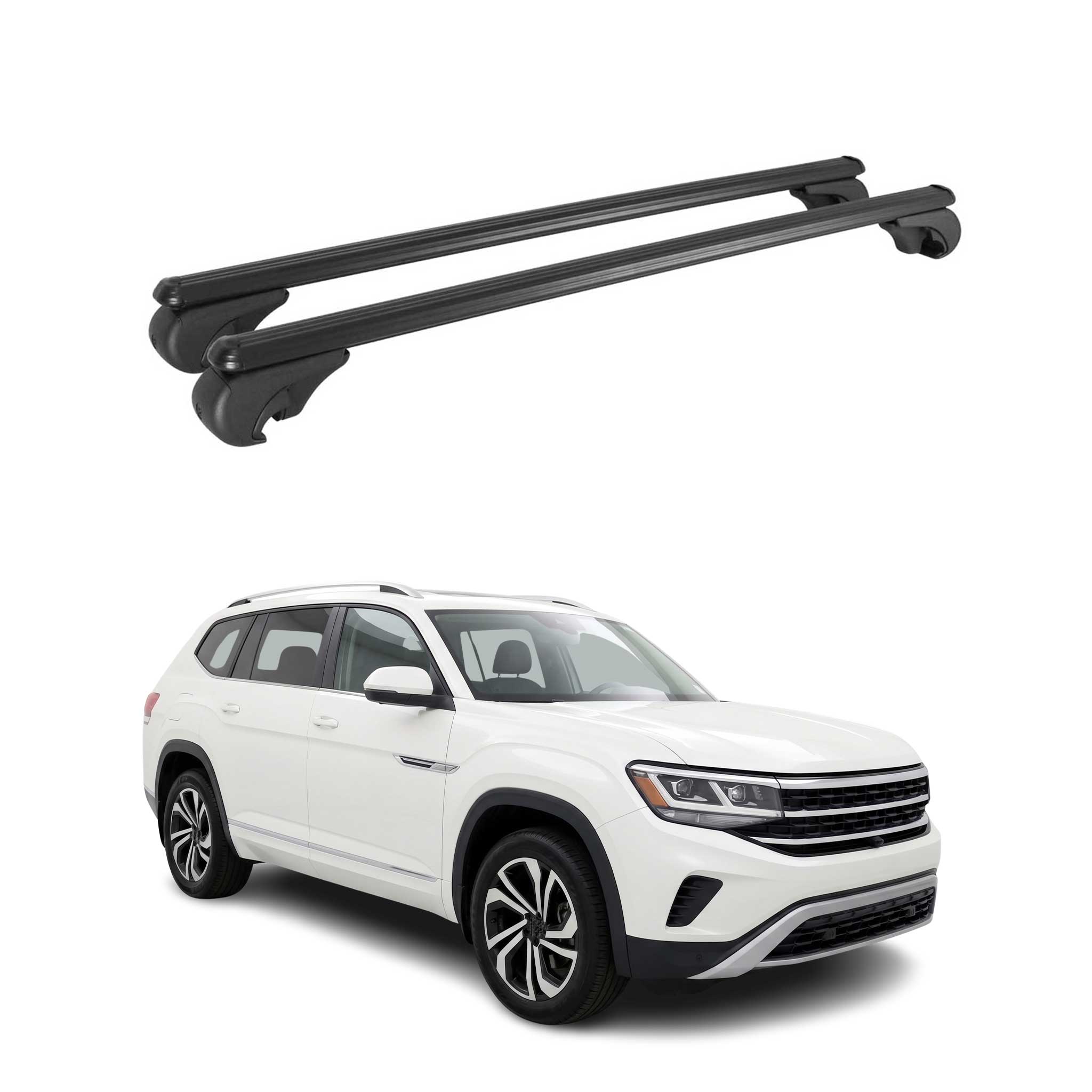 Roof Racks Cross Bars Luggage Durable for Volkswagen Atlas 2018-2026 Metal Black