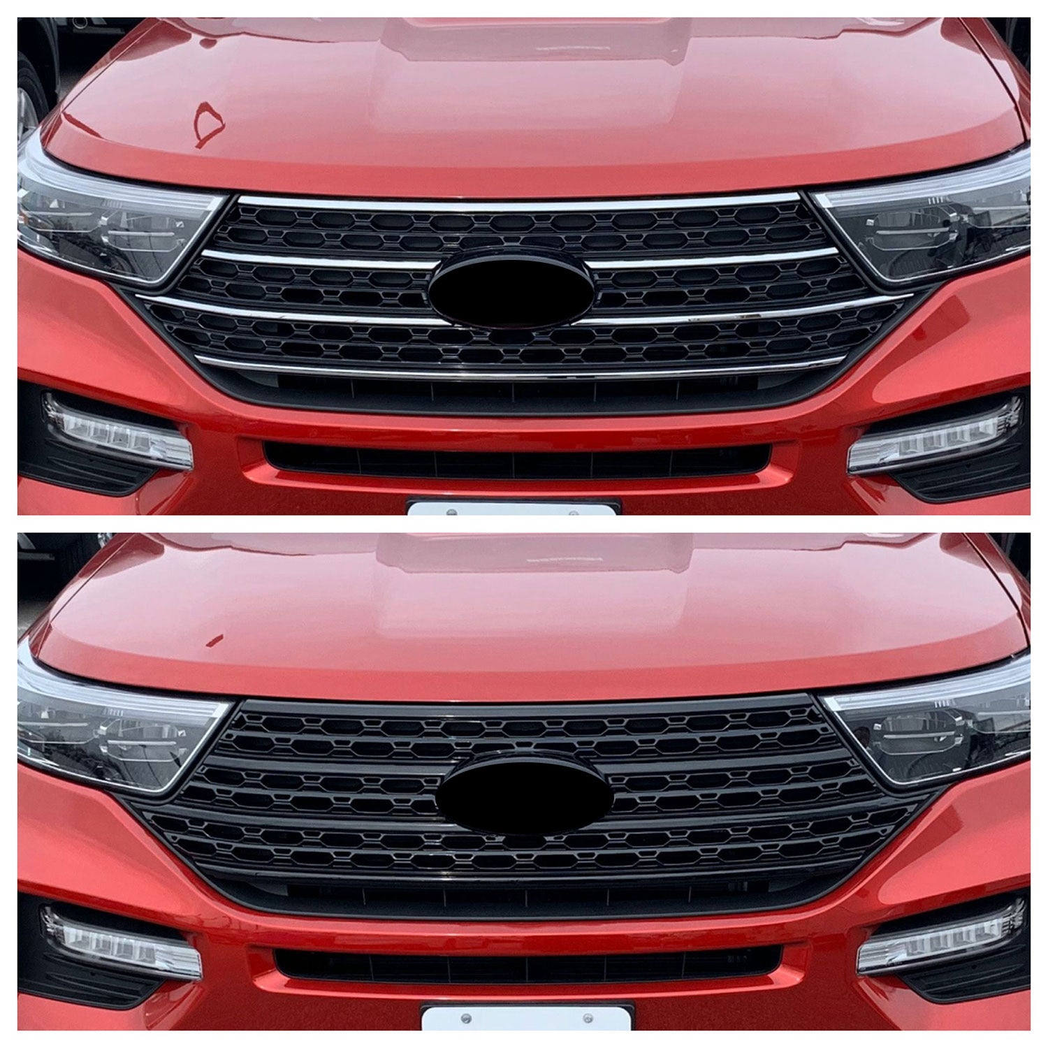 2020-2024 Ford Explorer Grille Overlay Gloss Black 1Pcs ABS Plastic