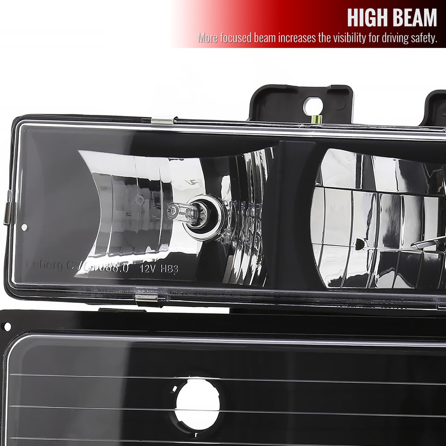 1994-1998 Chevy Silverado/Tahoe/C10 Headlights Bumper&Corner Lights Black