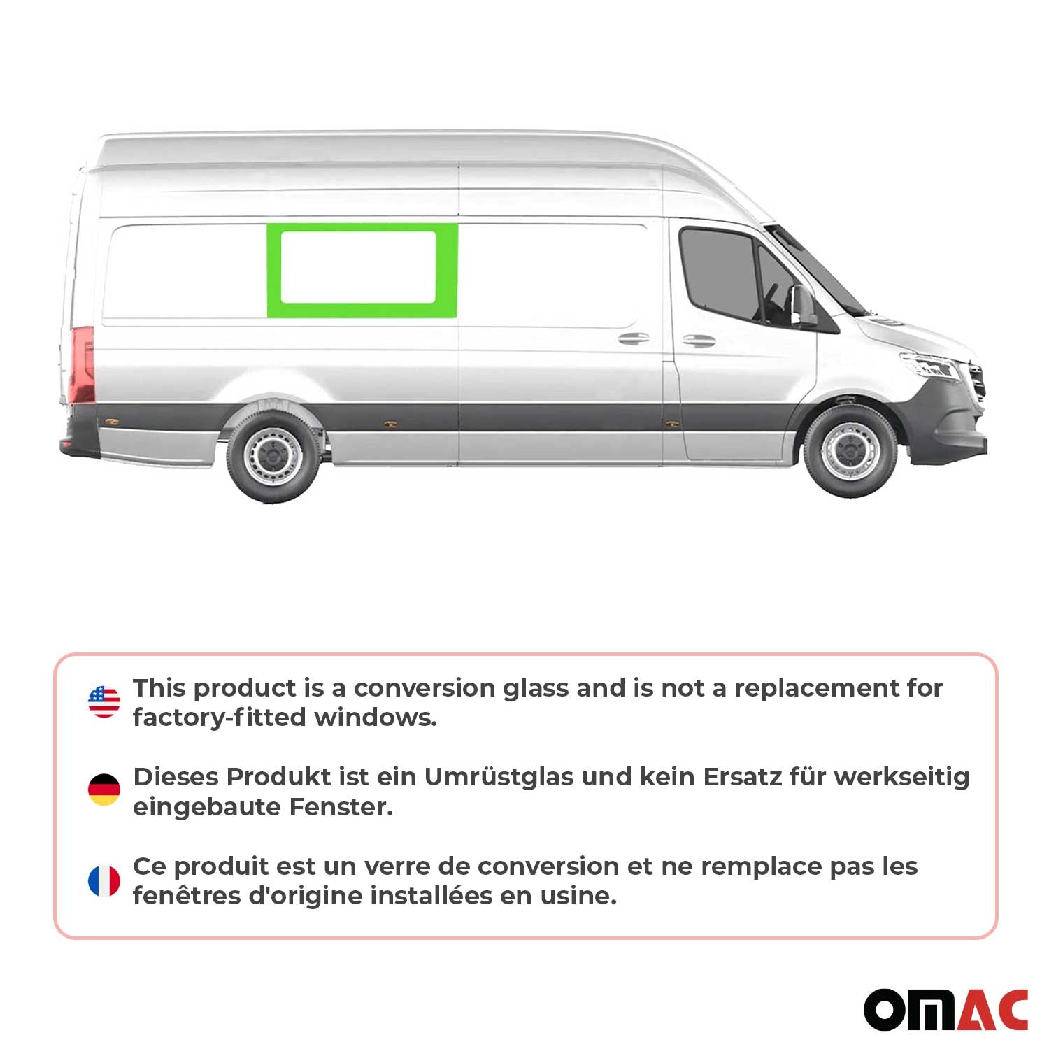 2006-2018 Mercedes Sprinter W906 Window Glass Fit Kit Mid Right Sliding Door L3L4