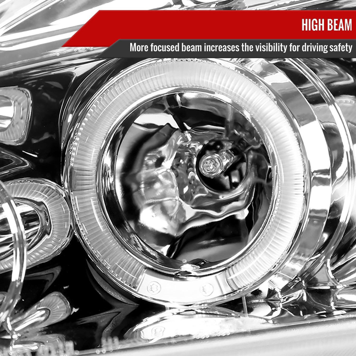 2003-2007 Honda Accord Dual Halo Projector Headlights Chrome/Clear Lens