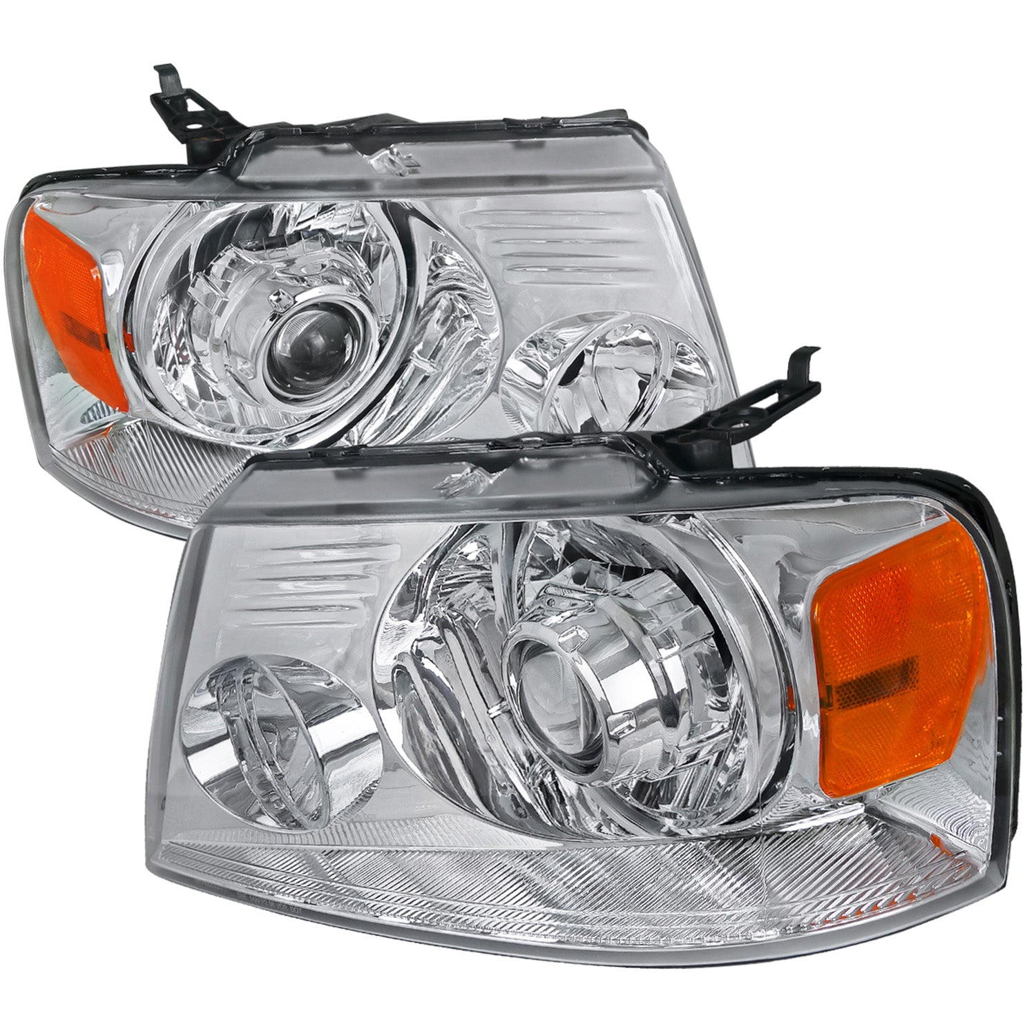 2004-2008 Ford F-150/ 06-2008 Lincoln Mark LT Headlights Amber Reflectors Chrome