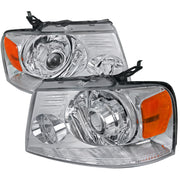 2004-2008 Ford F-150/ 06-2008 Lincoln Mark LT Headlights Amber Reflectors Chrome
