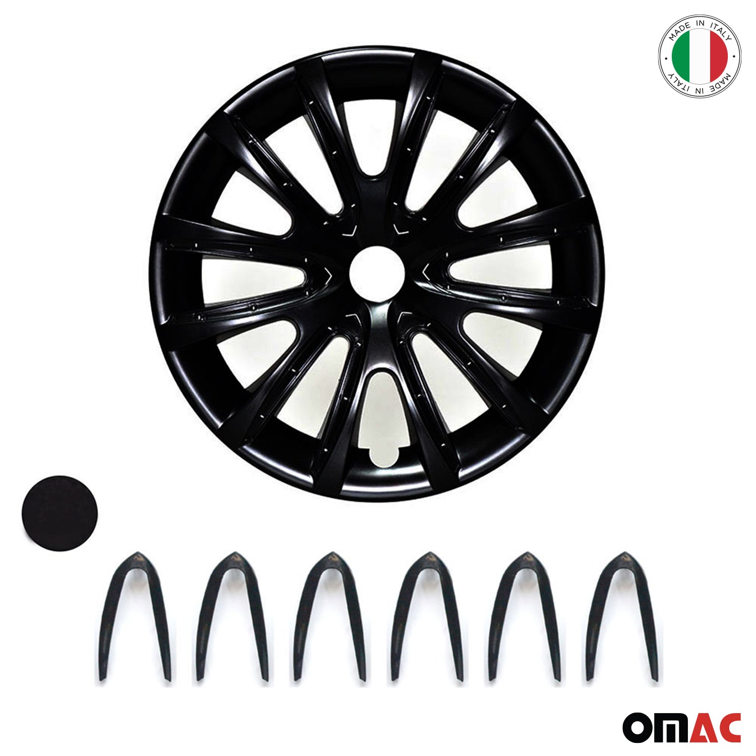 Bicolo Hub Caps Wheel Cover 14" Black Matt & Black Full Set 4 pcs.
